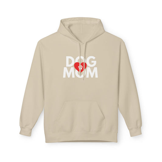 Dog Mom Hoodie I Paw Print Heart Design I Unisex Fleece Pullover I Gift for Dog Lovers
