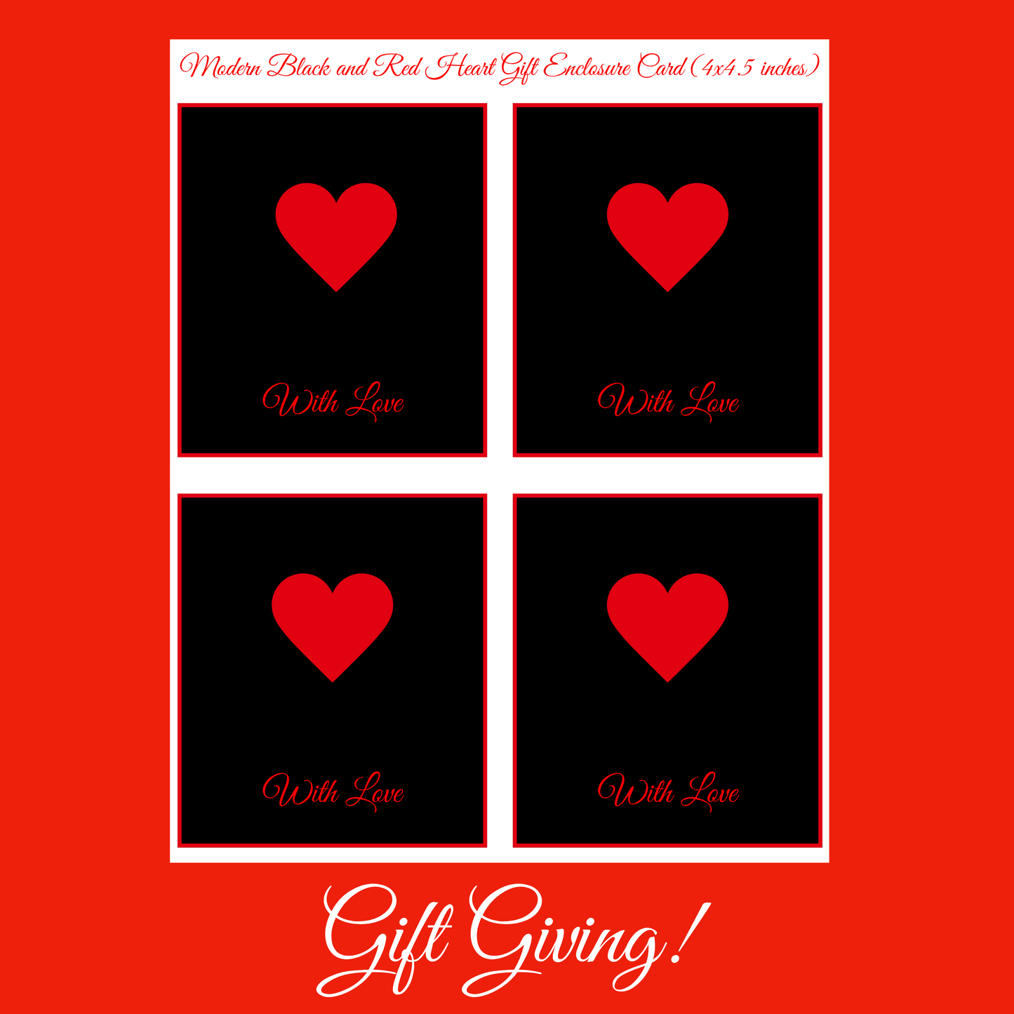 Black & Red Romantic Hostess Kit: Bold Heart-Themed Wedding and Party Table Decor Printable Set with Bottle Hangers, Menu, Place Cards