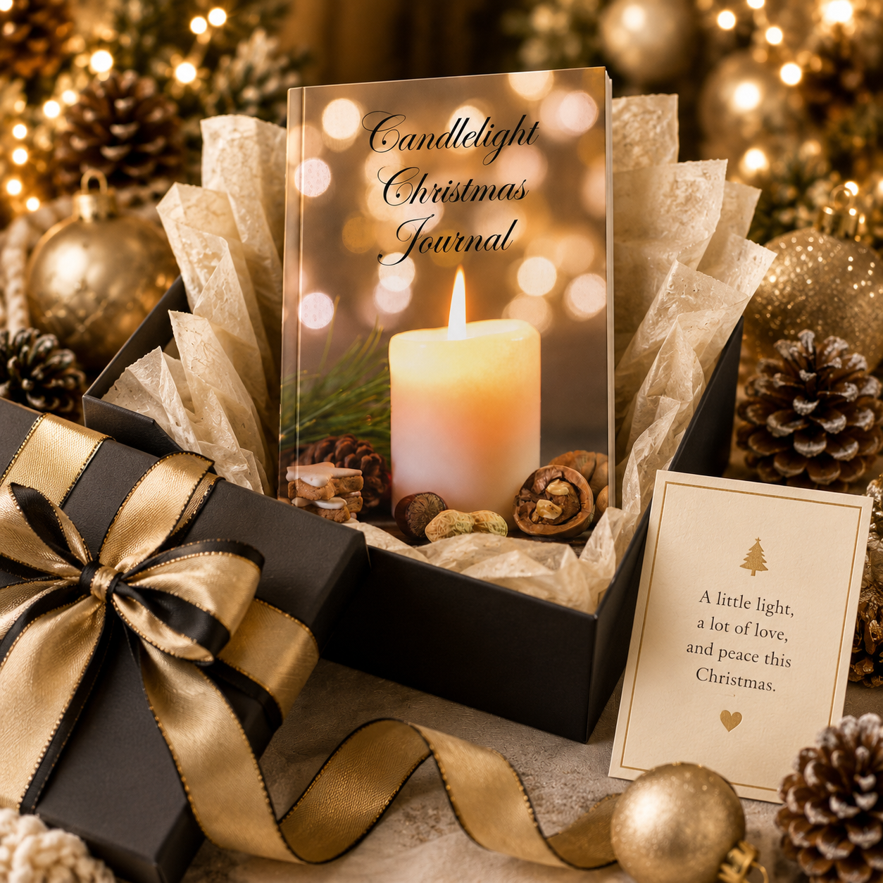 Candlelight Christmas Notebook – 6x9 Holiday Writing Journal for Christmas Memories, Daily Reflections, Winter Break Notes & Elegant Gift