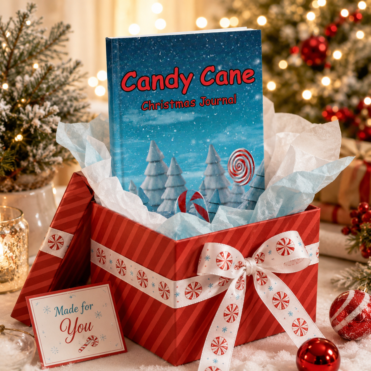 Candy Cane Christmas Journal – 6x9 Paperback Holiday Writing Notebook for Kids, Christmas Memories, Winter Break Activities & Stocking Stuffer Gift