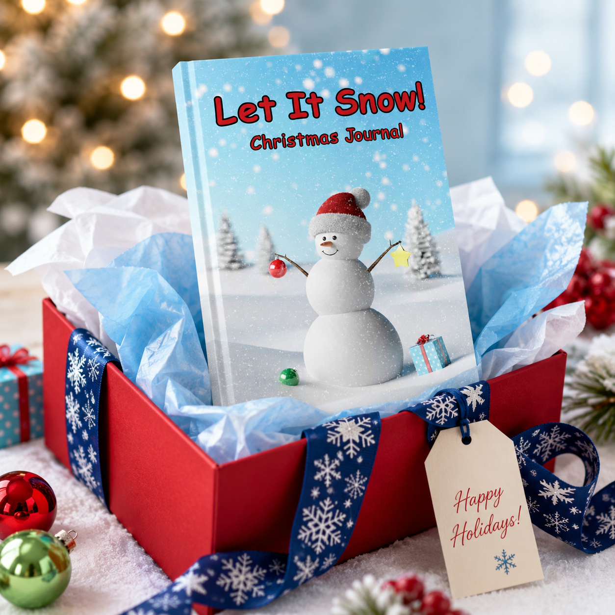 Let It Snow Christmas Journal 6x9 Paperback | Holiday Snowman Notebook, Winter Writing Journal & Christmas Gift