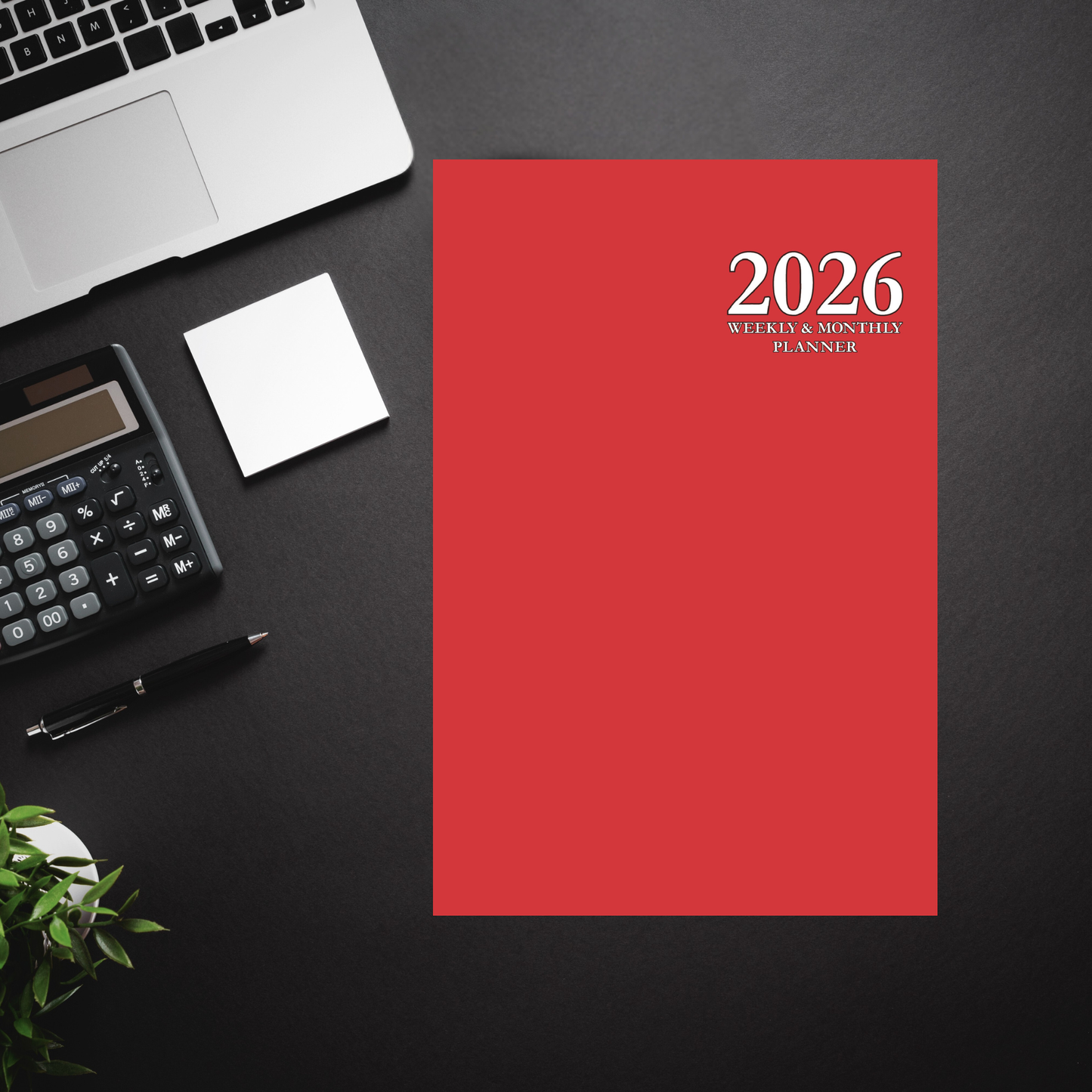 2026 Red Daily, Weekly & Monthly Planner – Minimalist 6x9 Paperback Agenda Organizer