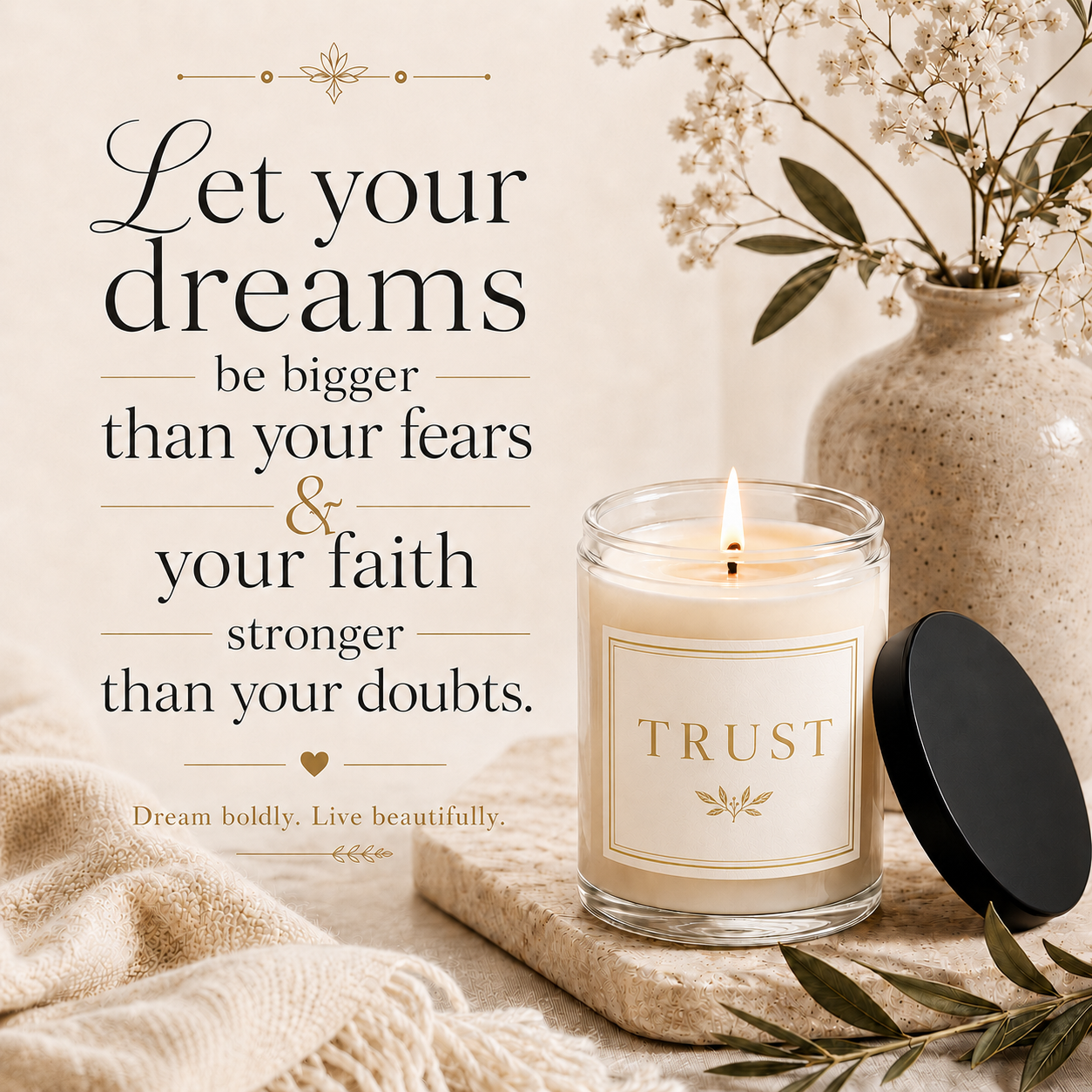 Trust Minimalist Soy Candle, 9oz, Scented