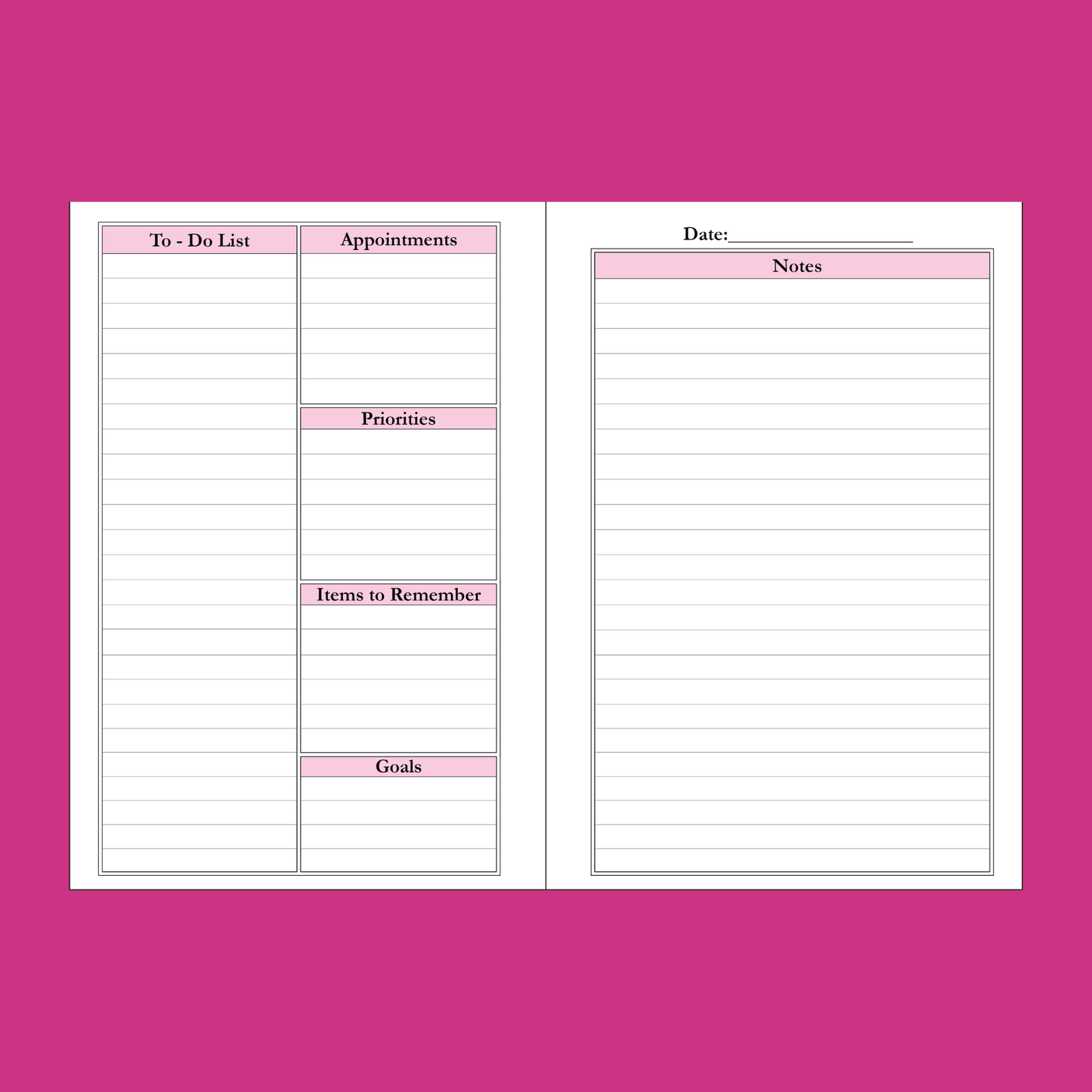 Pink 6x9 To-Do List Organizer Planner, Daily Appointment Notebook, Task and Schedule Paperback, 176 Pages