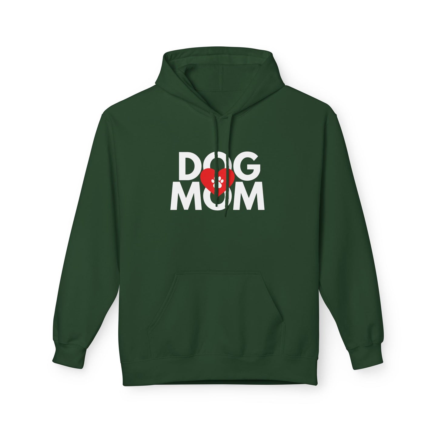 Dog Mom Hoodie I Paw Print Heart Design I Unisex Fleece Pullover I Gift for Dog Lovers