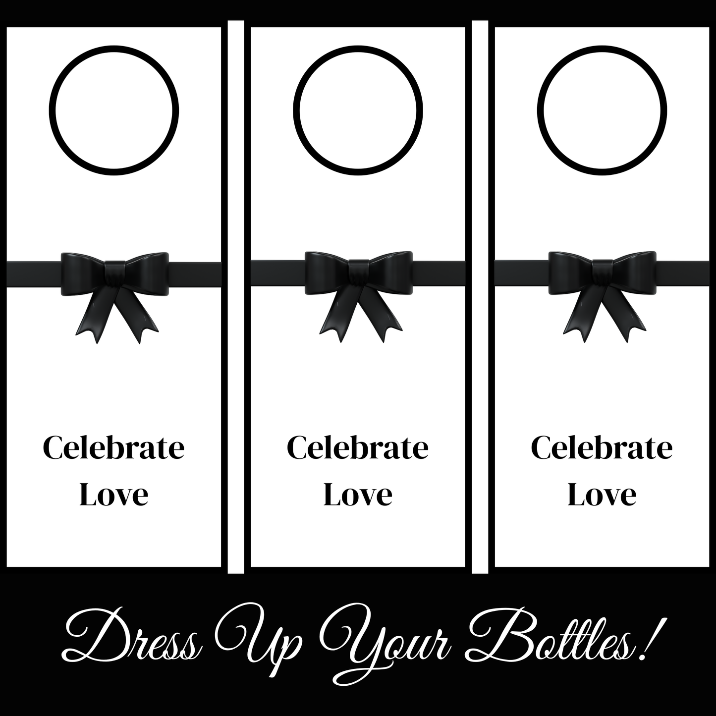 Digital Black & White Elegant Hostess Kit: Bottle Hangers, Table Cards, Reserved Seating, Menu and Party Printables Set