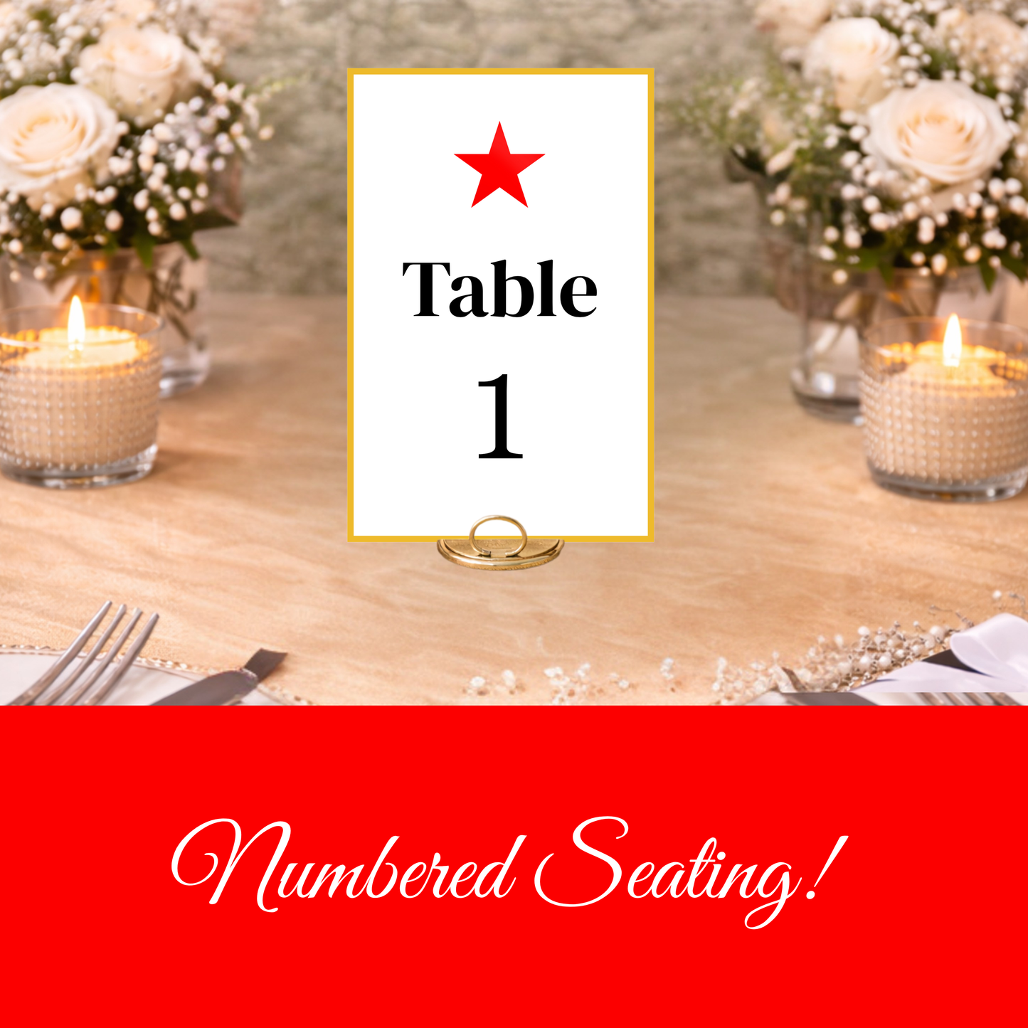 Festive Red & Gold Hostess Kit: Party Table Decor Printable Set with Bottle Hangers, Signs and Place Cards
