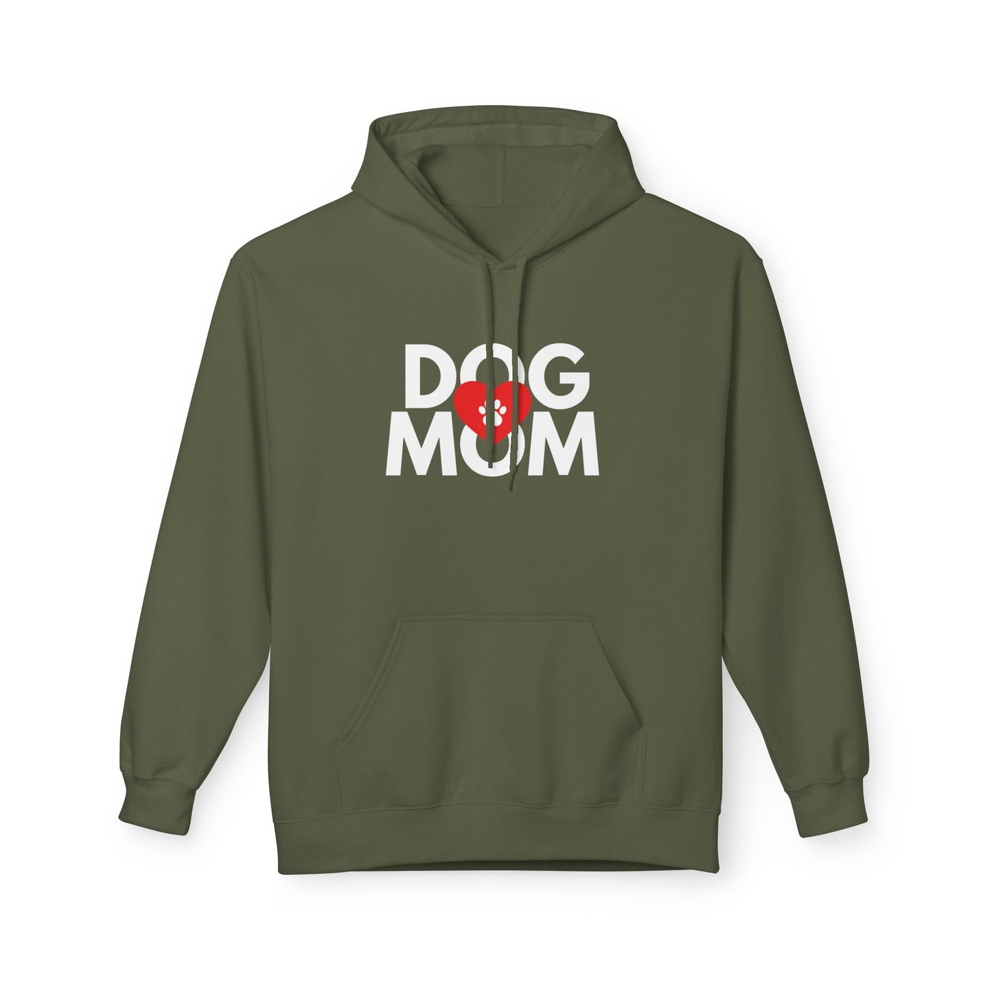 Dog Mom Hoodie I Paw Print Heart Design I Unisex Fleece Pullover I Gift for Dog Lovers