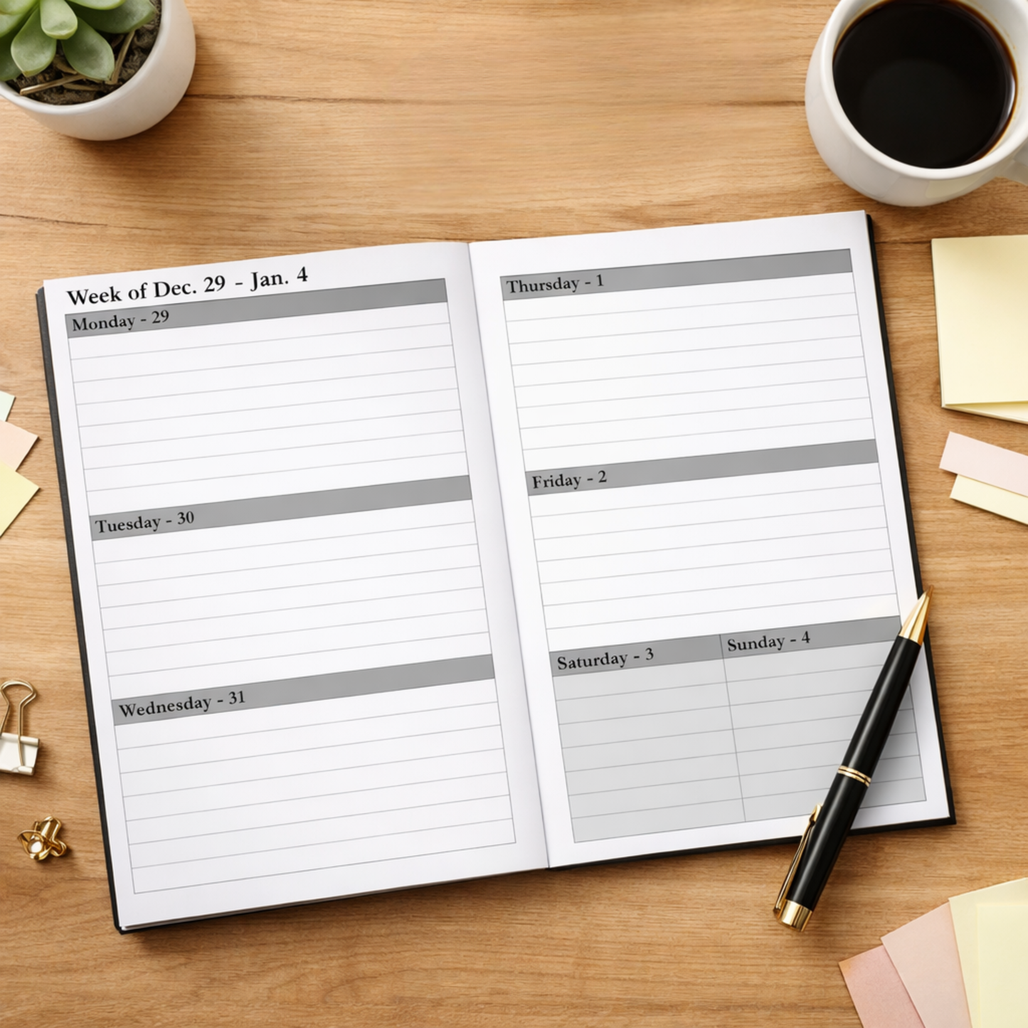 2026–2027 Weekly & Monthly Planner, Black 6x9 Paperback Organizer (24-Month Planner)