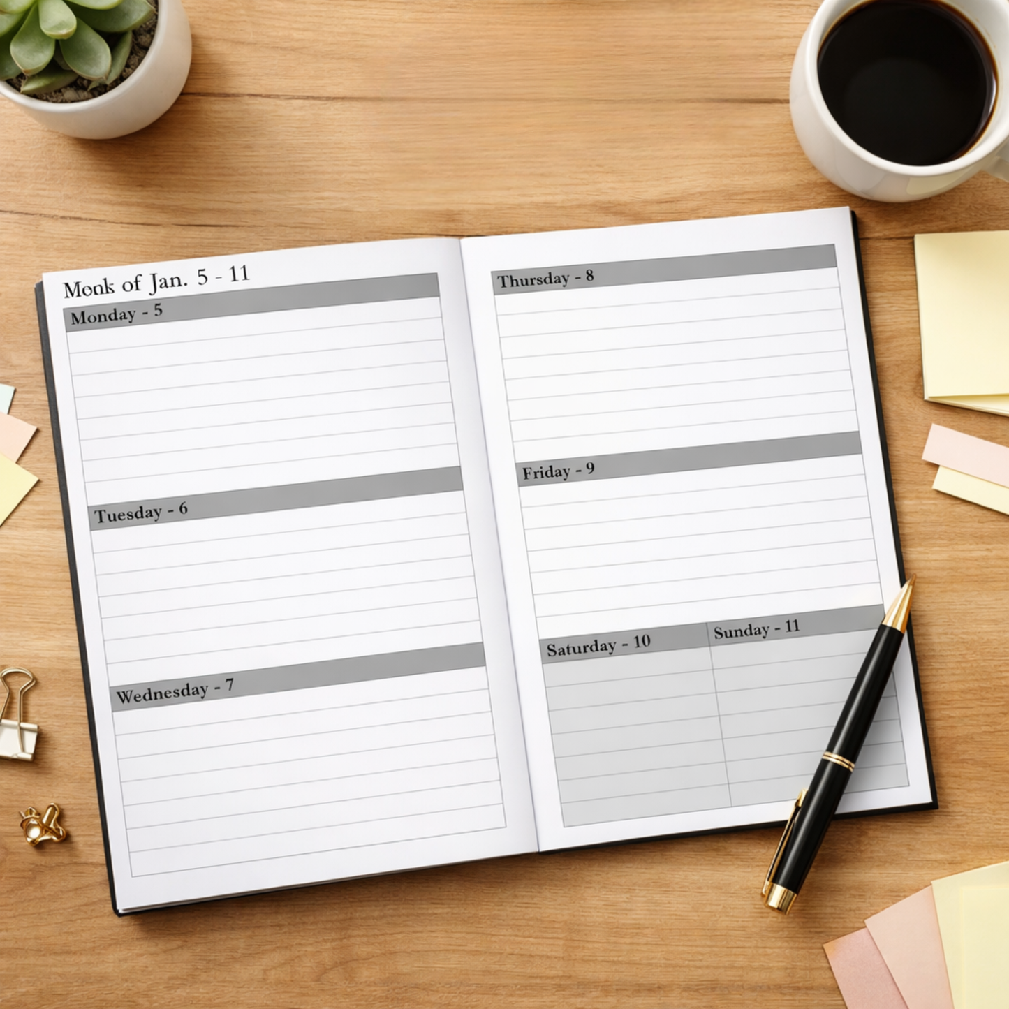 2026–2027 Weekly & Monthly Planner, Black 6x9 Paperback Organizer (24-Month Planner)