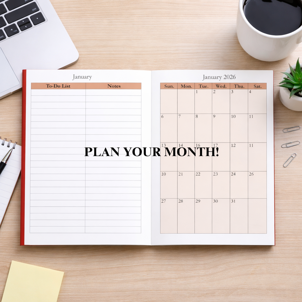 2026–2027 Red Weekly & Monthly Planner – 2 Year Minimalist 6x9 Hardcover Organizer
