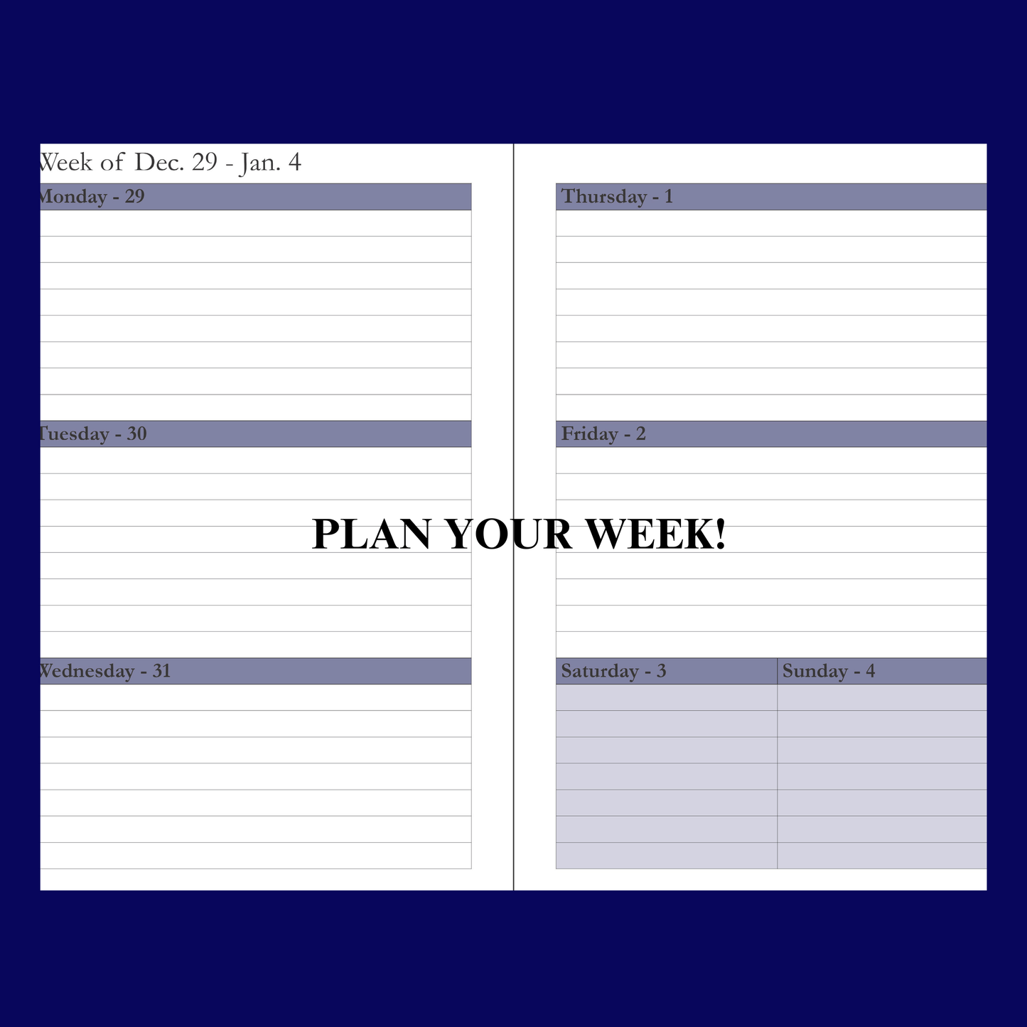 2026–2027 Navy Blue Daily, Weekly & Monthly Planner – 2 Year Minimalist 6x9 Hardcover Agenda Organizer