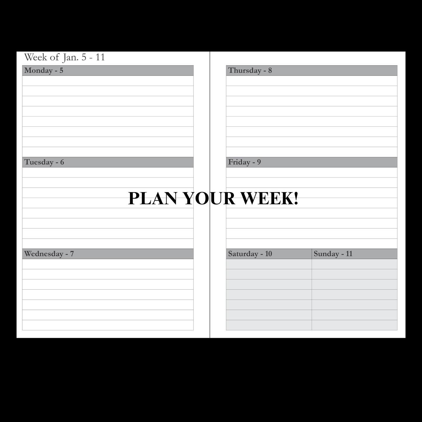 2026–2027 Minimalist Black Hardcover Planner – Daily, Weekly & Monthly Productivity Organizer | Elegant 6x9 Professional Agenda