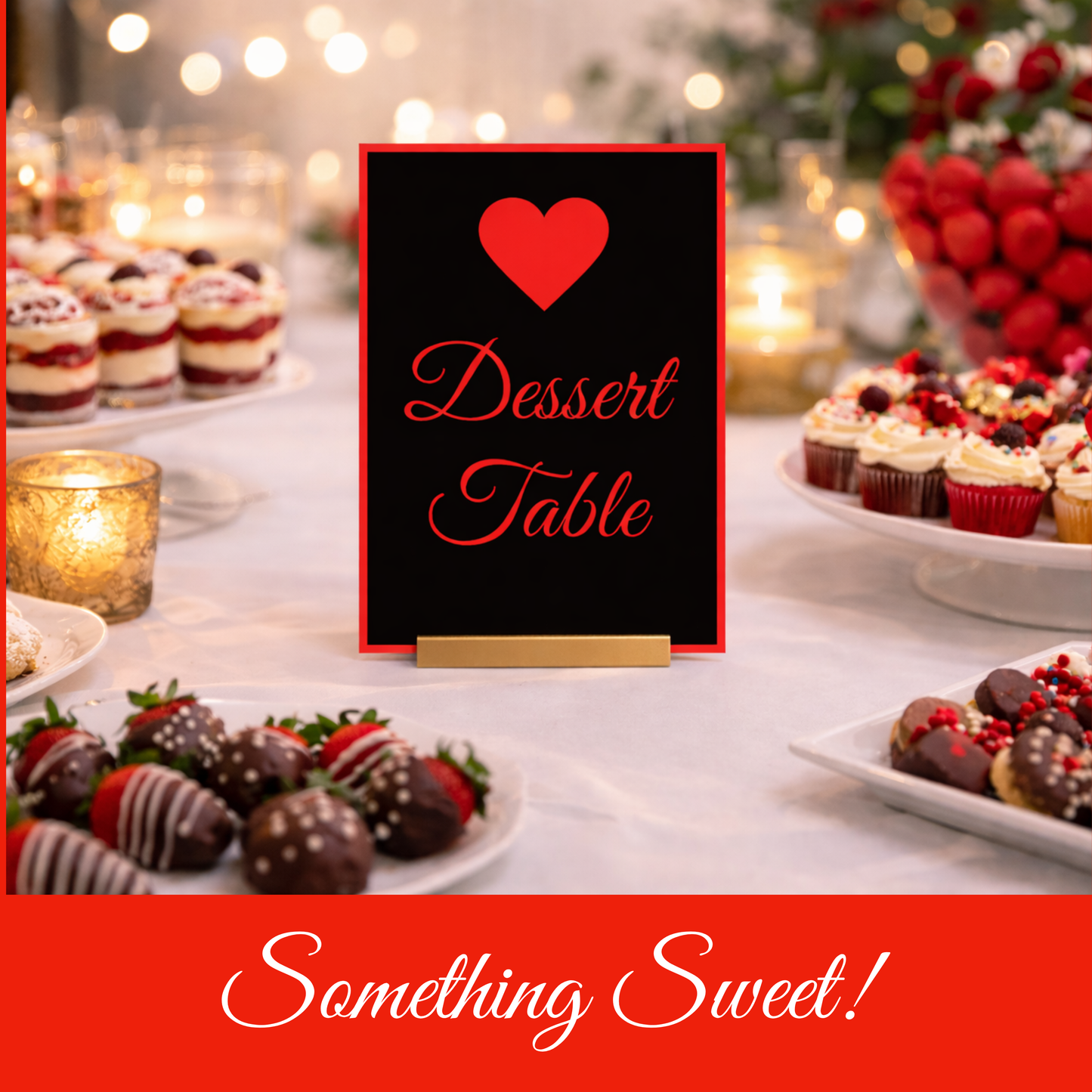 Black & Red Romantic Hostess Kit: Bold Heart-Themed Wedding and Party Table Decor Printable Set with Bottle Hangers, Menu, Place Cards