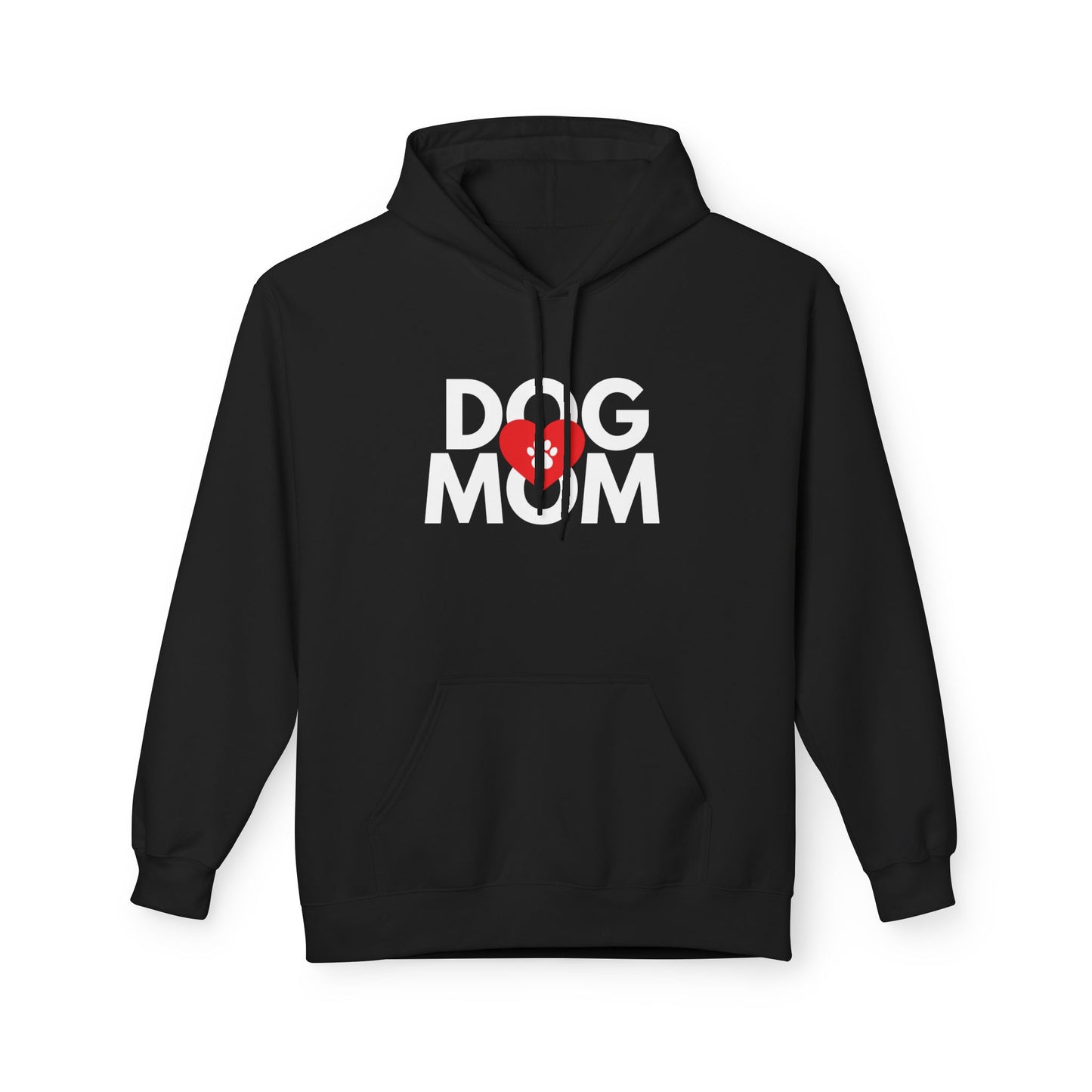 Dog Mom Hoodie I Paw Print Heart Design I Unisex Fleece Pullover I Gift for Dog Lovers