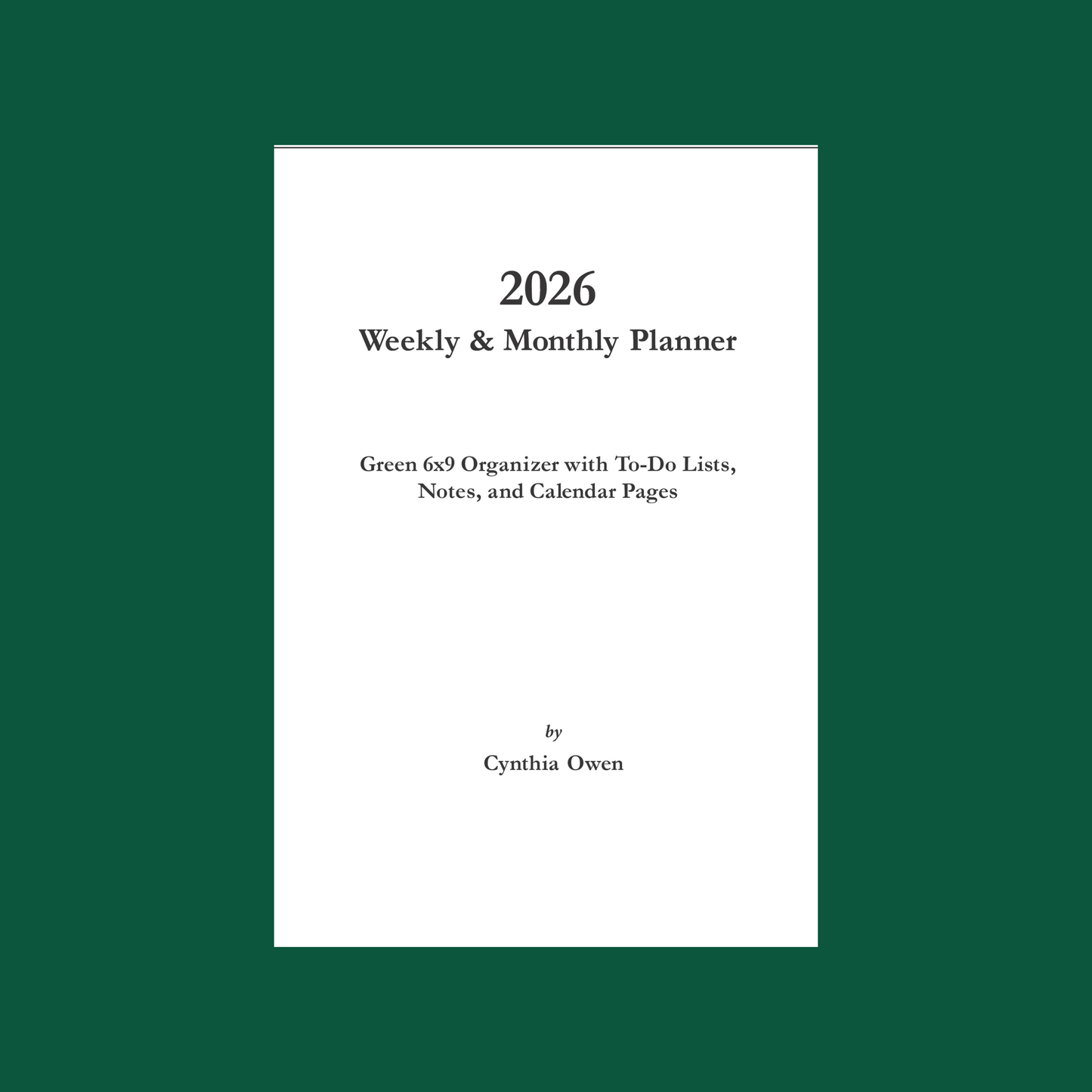 2026 Green Daily, Weekly & Monthly Planner – Minimalist 6x9 Paperback Agenda Organizer