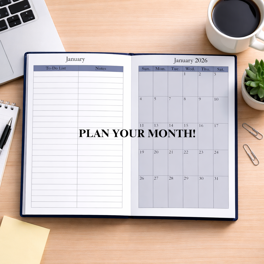 2026 Minimalist Navy Blue Hardcover Planner – Daily, Weekly & Monthly Agenda Organizer