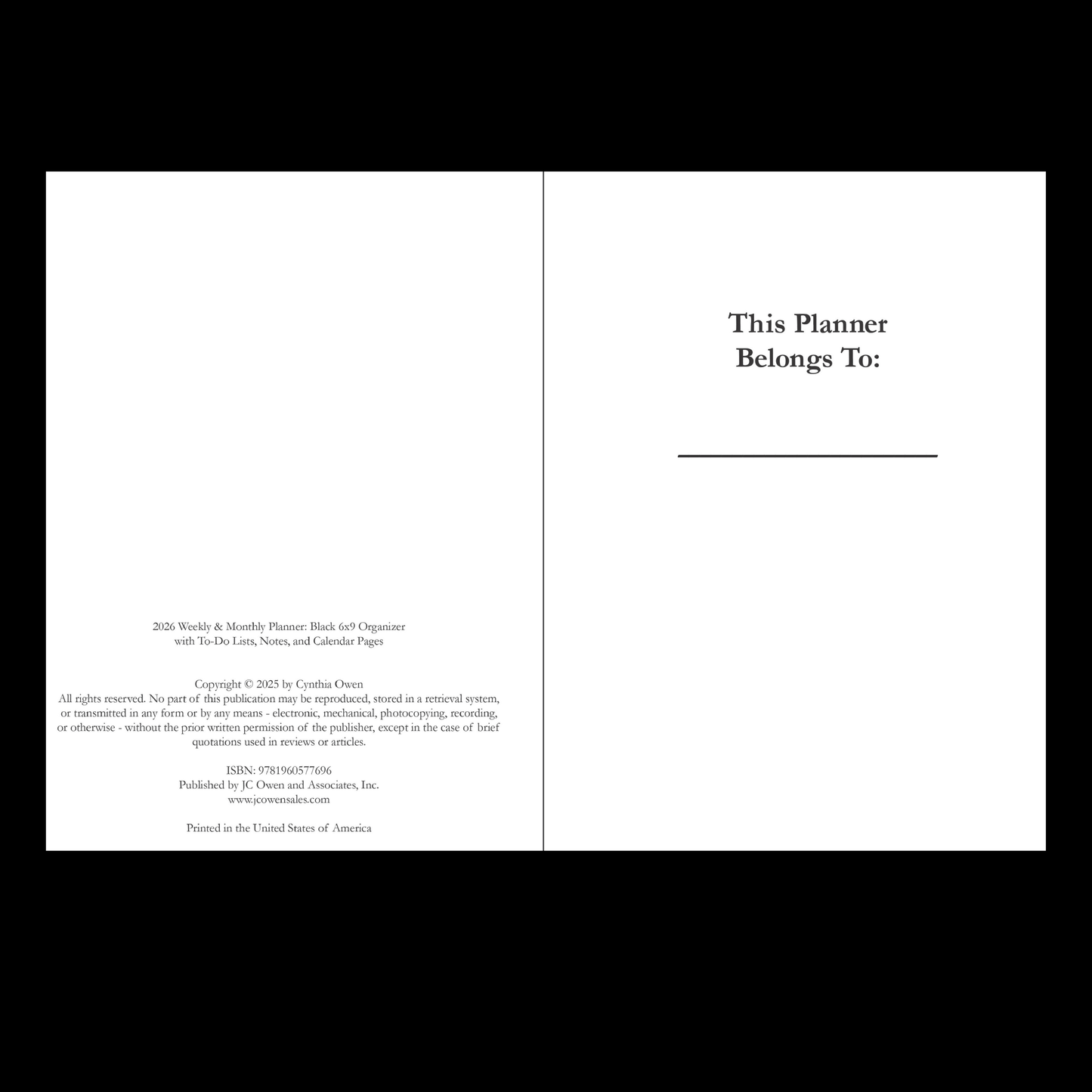 2026–2027 Minimalist Black Hardcover Planner – Daily, Weekly & Monthly Productivity Organizer | Elegant 6x9 Professional Agenda