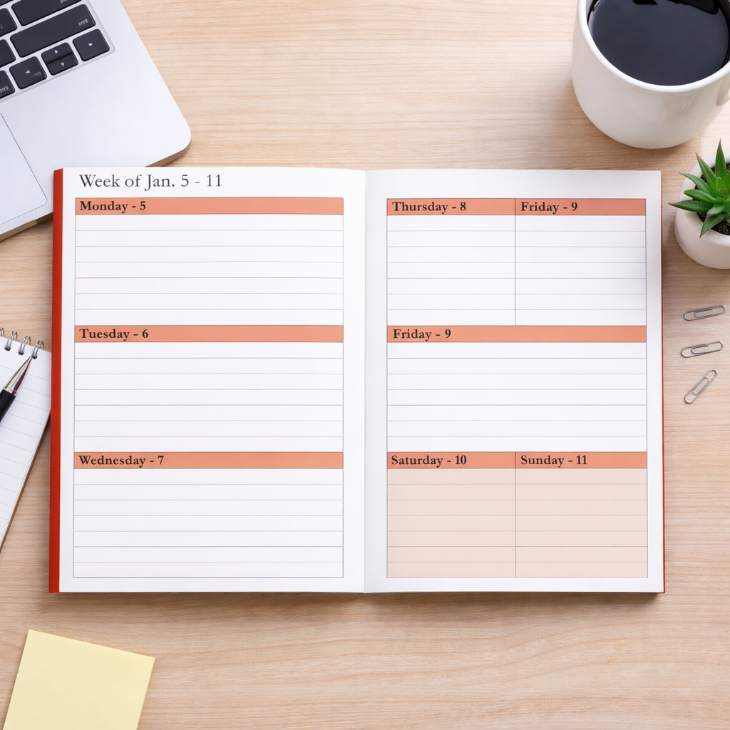 2026 Red Daily, Weekly & Monthly Planner – Minimalist 6x9 Paperback Agenda Organizer