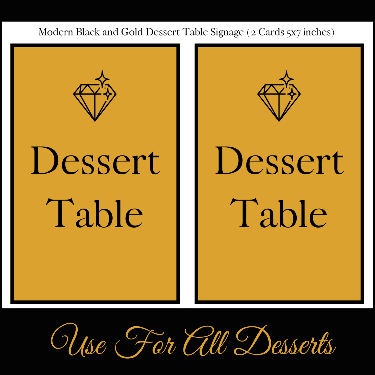 Luxury Gold Hostess Kit: Elegant Black & Gold Wedding and Party Table Decor Printable Set with Bottle Hangers, Menu and Signs