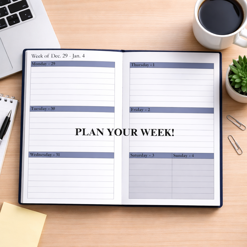 2026 Minimalist Navy Blue Paperback Planner – Daily, Weekly & Monthly Agenda Organizer