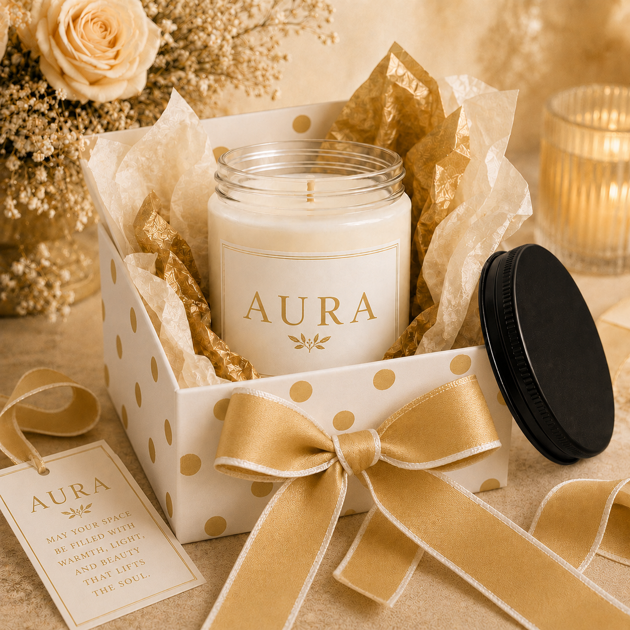 Aura Minimalist Soy Candle, 9oz, Scented