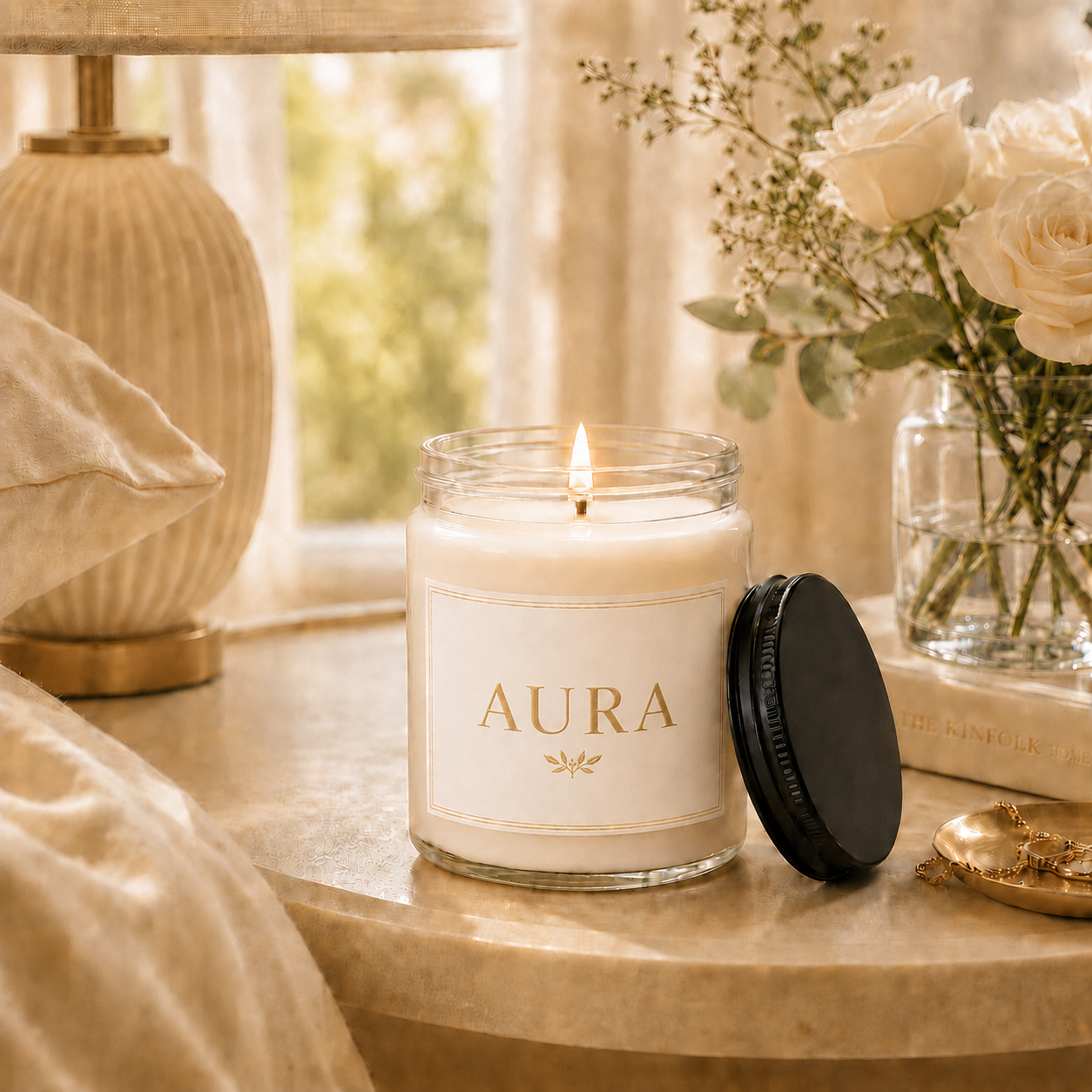 Aura Minimalist Soy Candle, 9oz, Scented