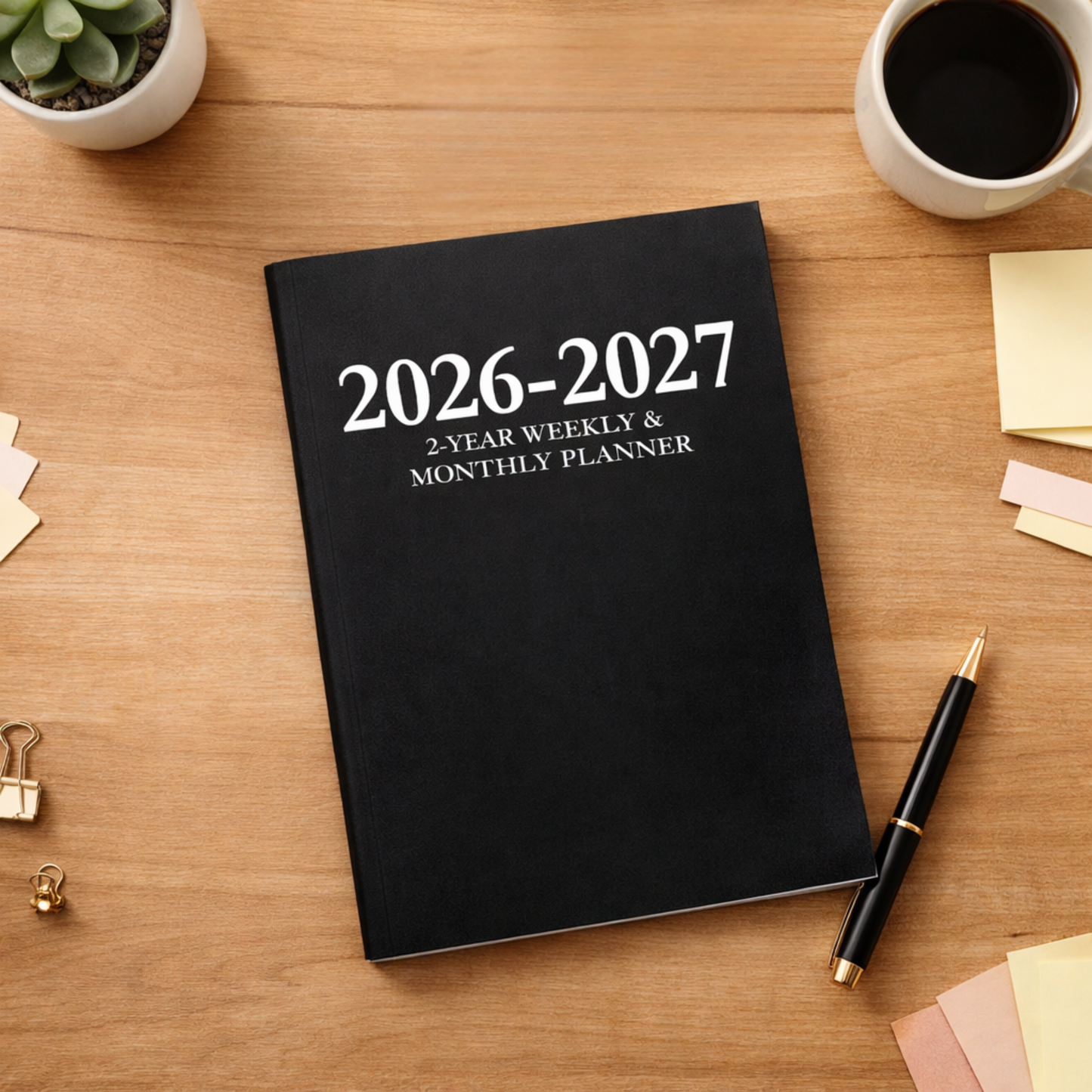 2026–2027 Minimalist Black Hardcover Planner – Daily, Weekly & Monthly Productivity Organizer | Elegant 6x9 Professional Agenda