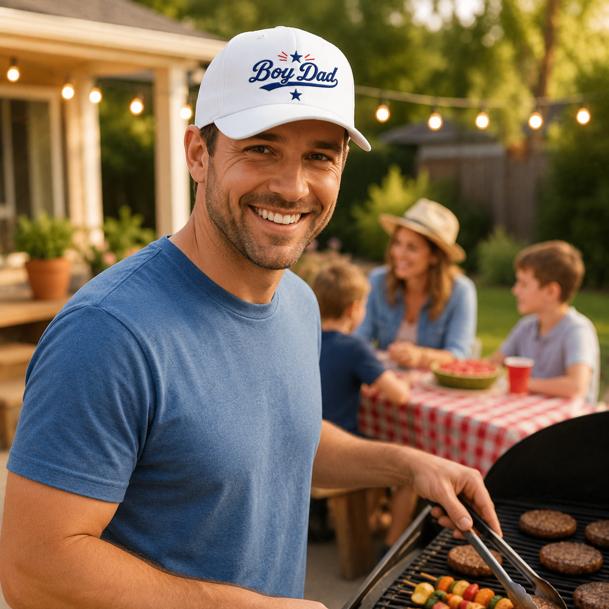 Boy Dad Embroidered Baseball Cap  Vintage Script Cotton Dad Hat