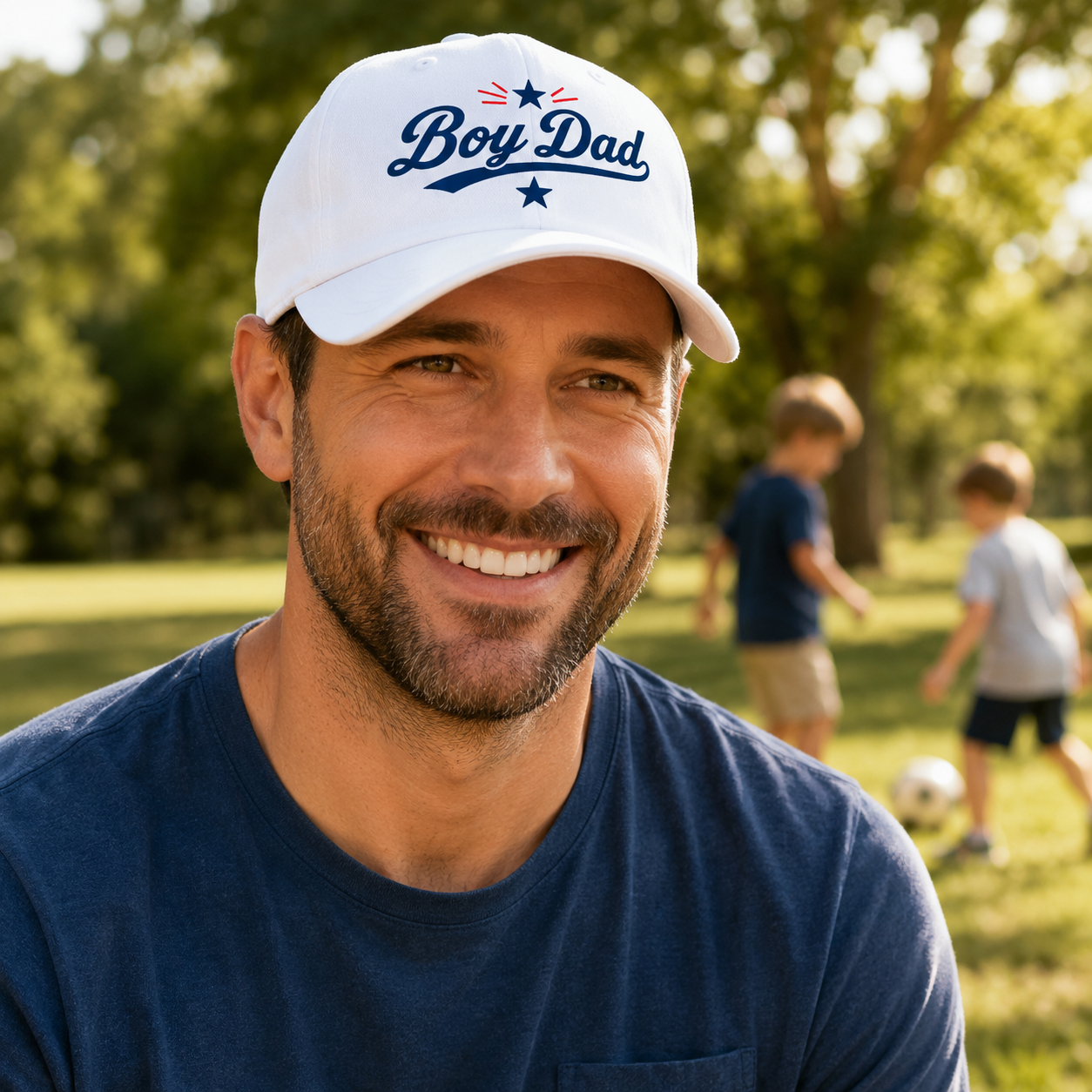Boy Dad Embroidered Baseball Cap  Vintage Script Cotton Dad Hat