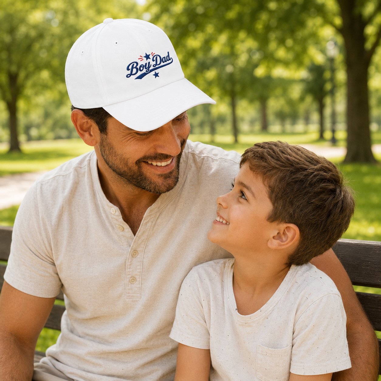 Boy Dad Embroidered Baseball Cap  Vintage Script Cotton Dad Hat