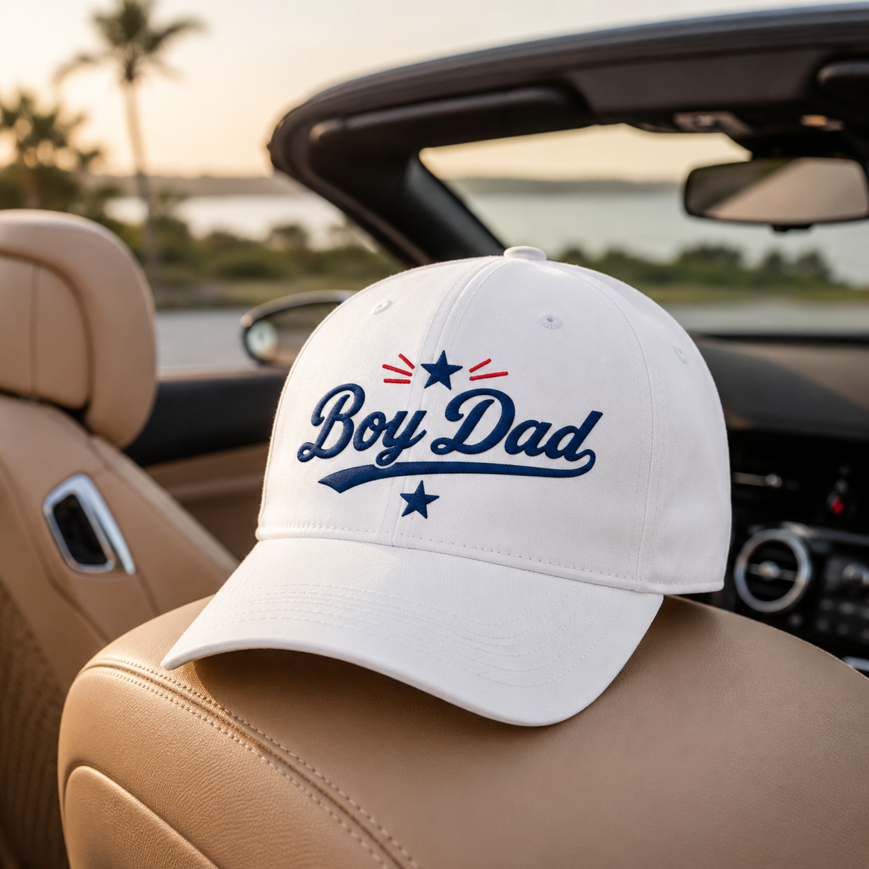 Boy Dad Embroidered Baseball Cap  Vintage Script Cotton Dad Hat