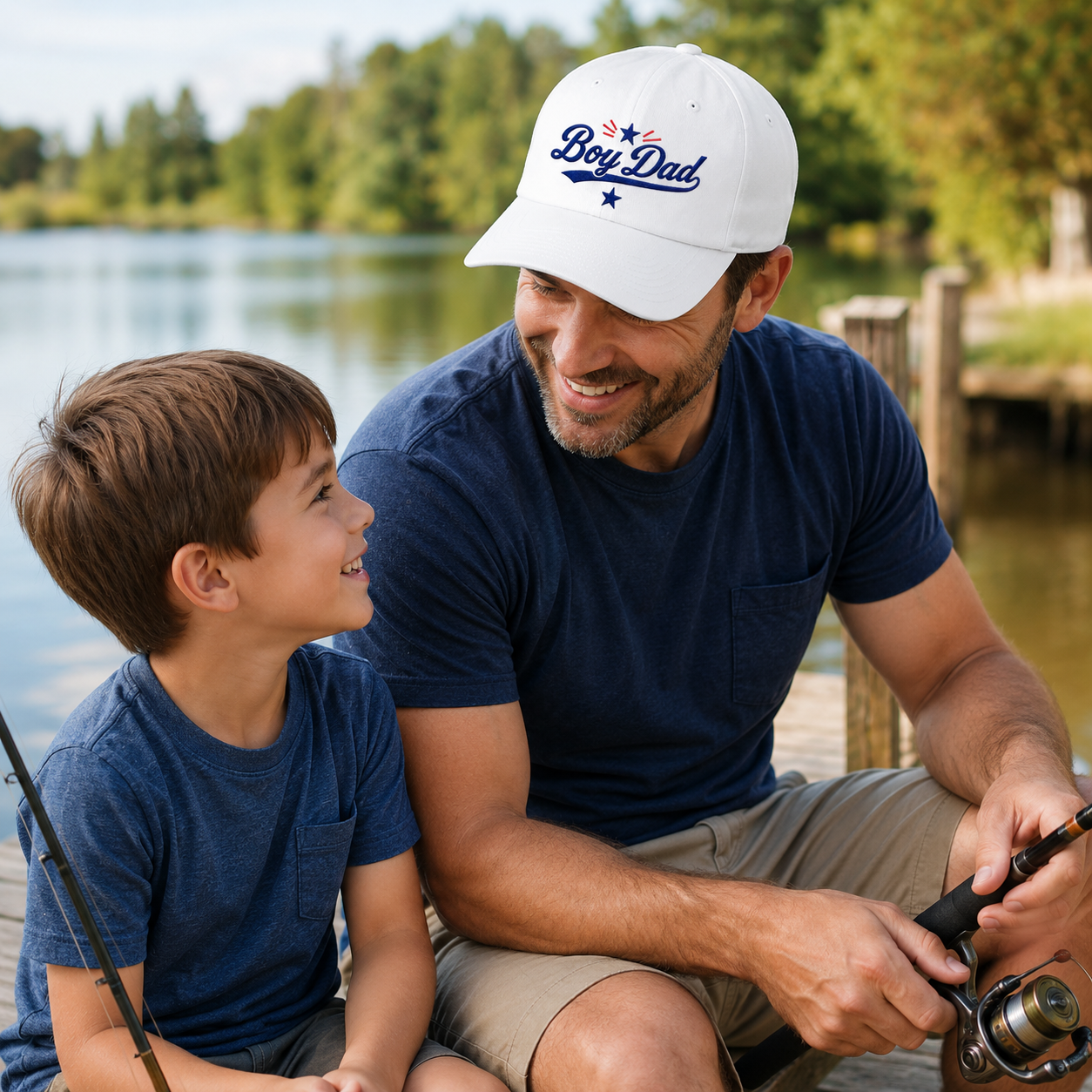 Boy Dad Embroidered Baseball Cap  Vintage Script Cotton Dad Hat