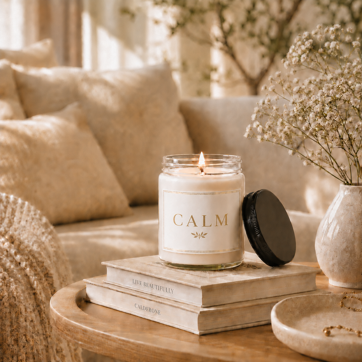 Calm Minimalist Soy Candle, 9oz., Scented