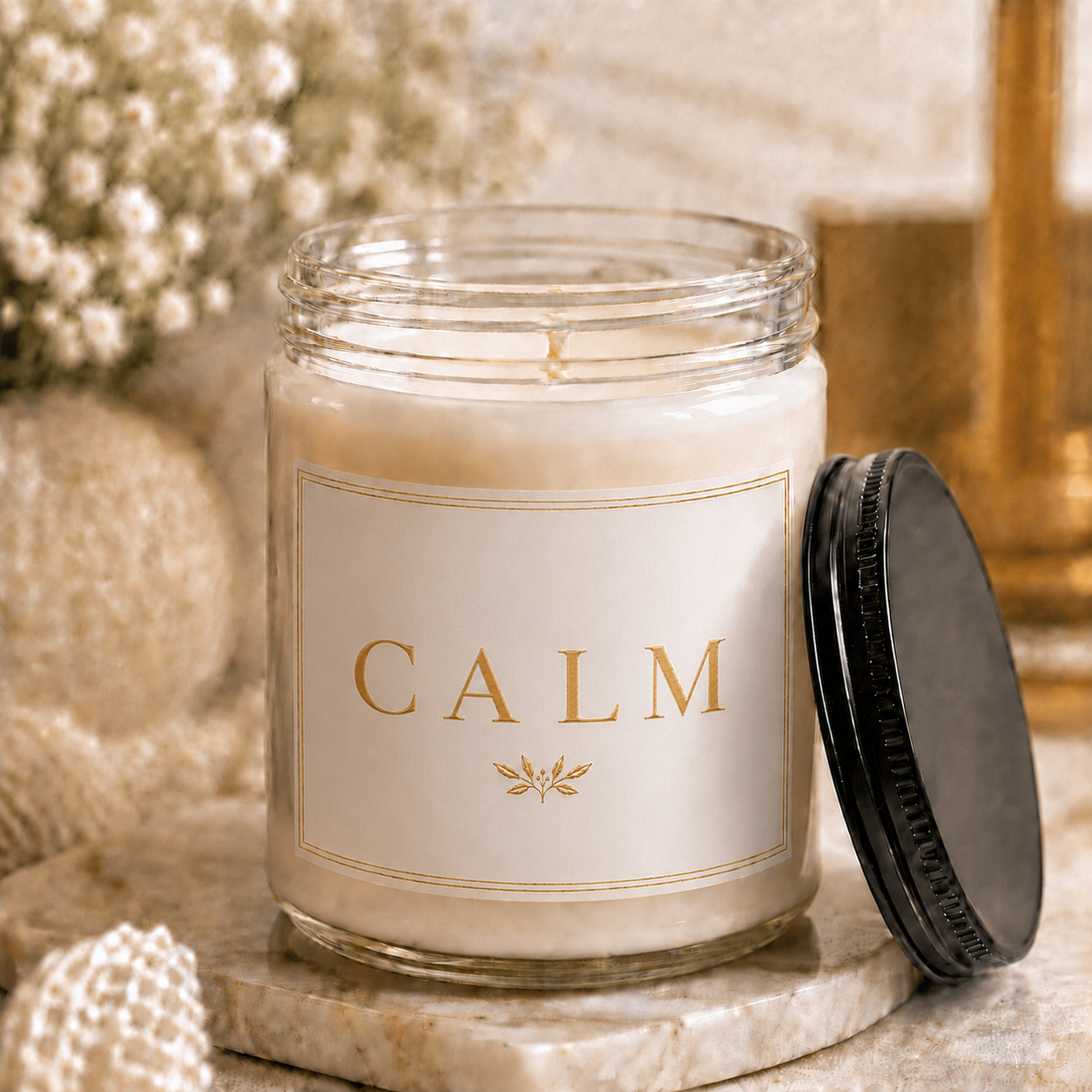 Calm Minimalist Soy Candle, 9oz., Scented