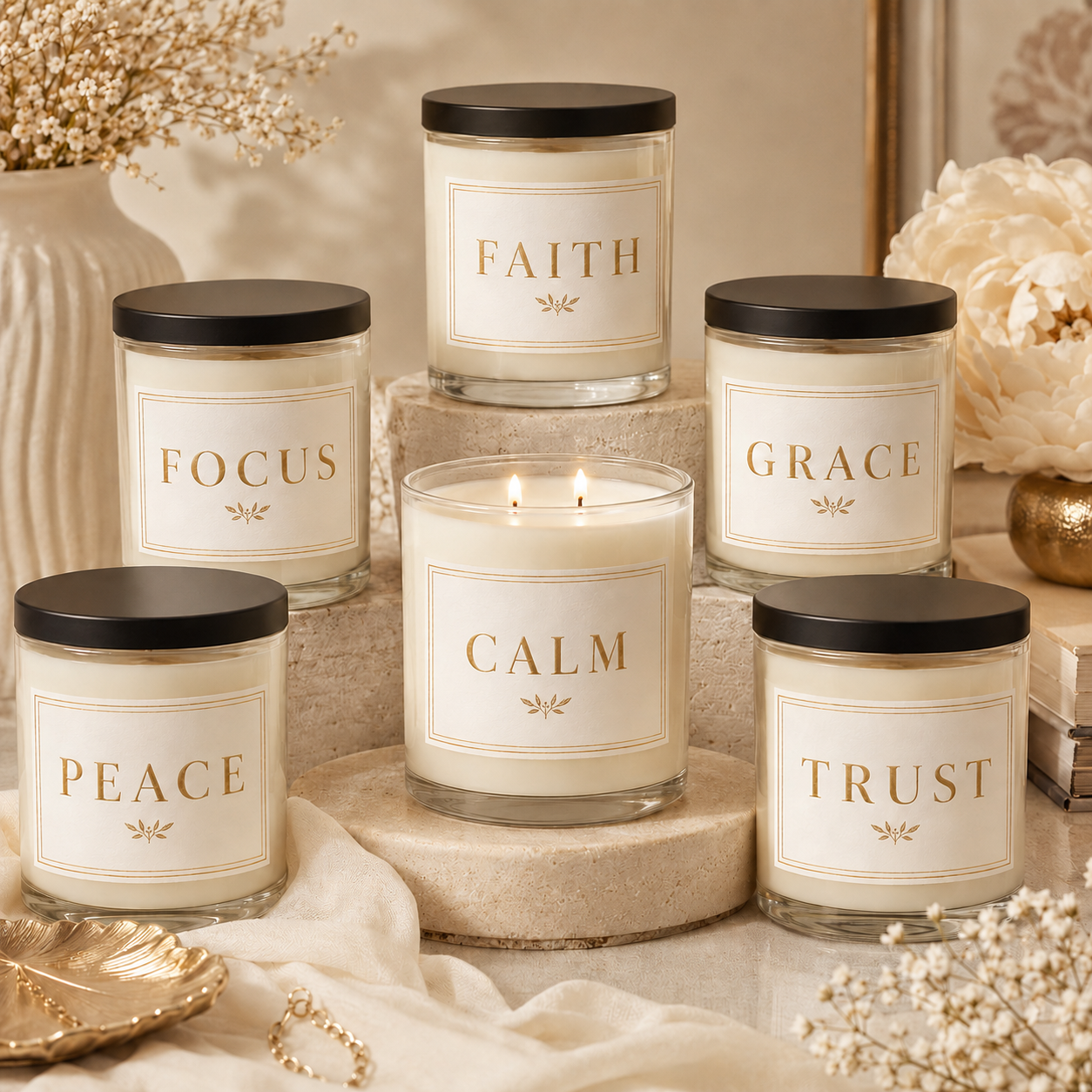 Calm Minimalist Soy Candle, 9oz., Scented