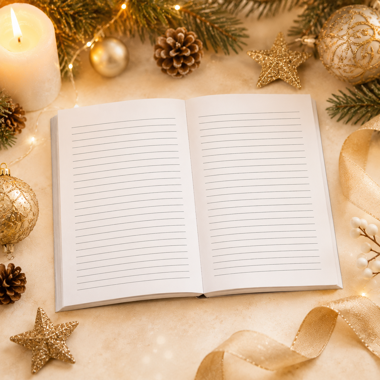Candlelight Christmas Notebook – 6x9 Holiday Writing Journal for Christmas Memories, Daily Reflections, Winter Break Notes & Elegant Gift