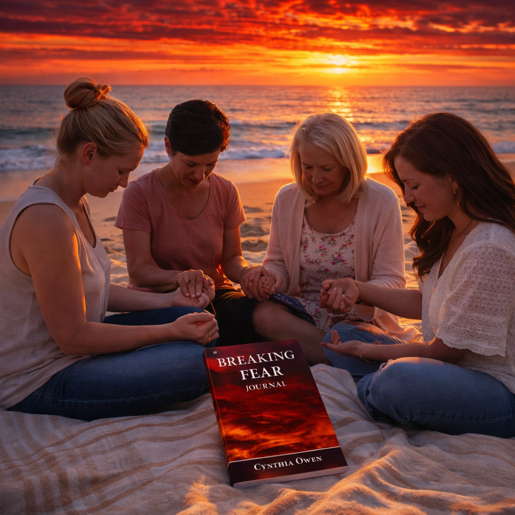 Small group using Breaking Fear Journal for Bible study prayer group scripture reflection and spiritual encouragement