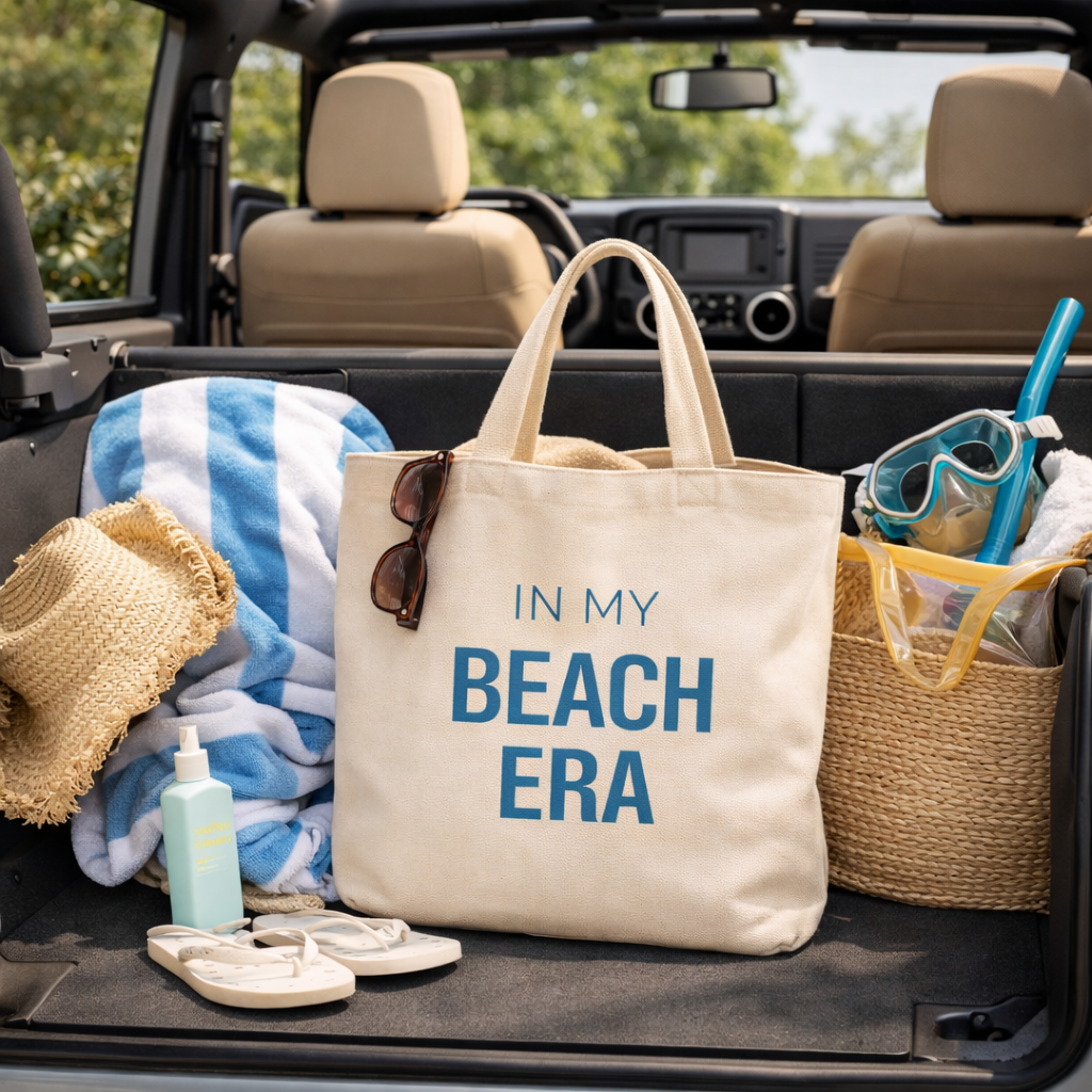 In My Beach Era Tote Bag | Cotton Canvas, Minimal Typography