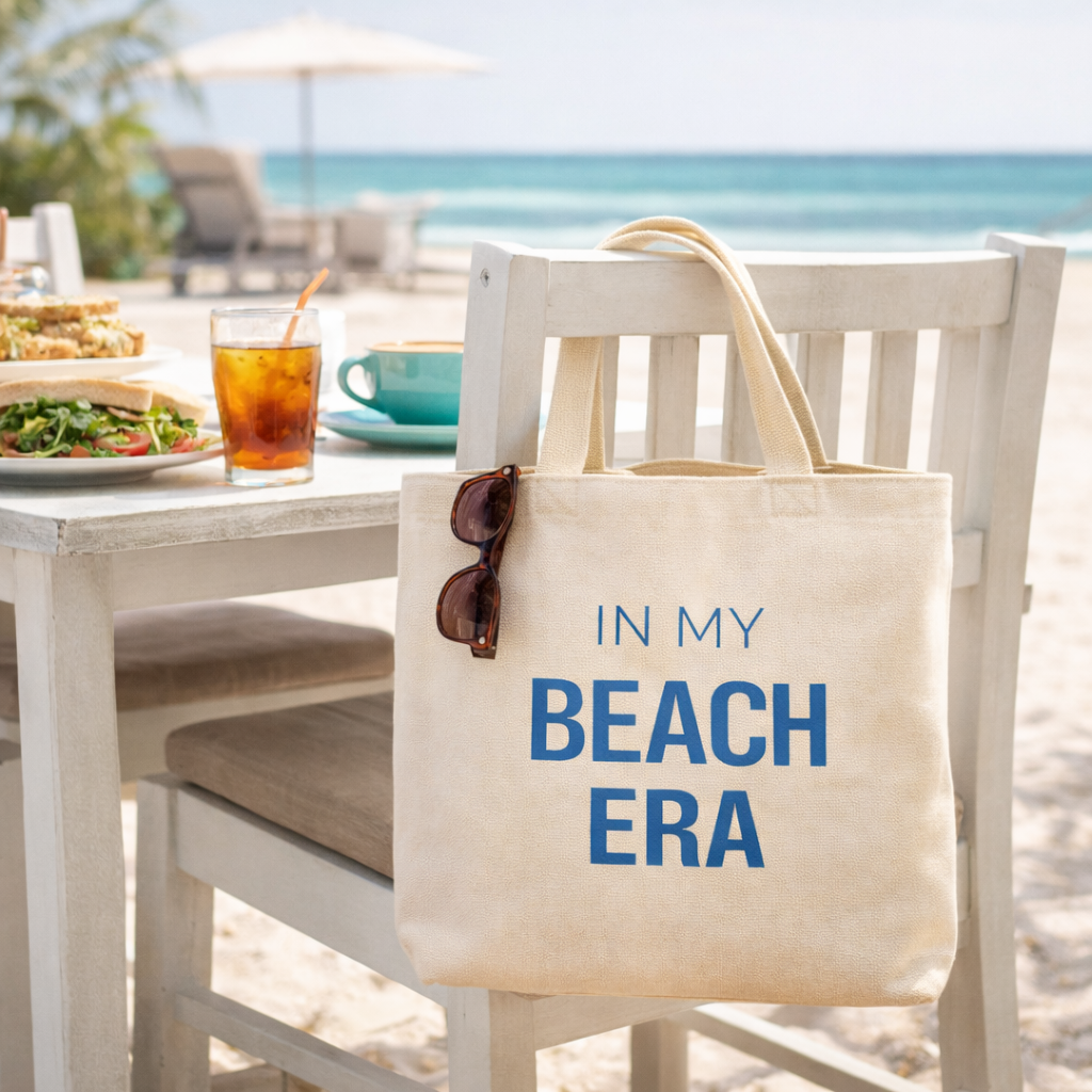 In My Beach Era Tote Bag | Cotton Canvas, Minimal Typography