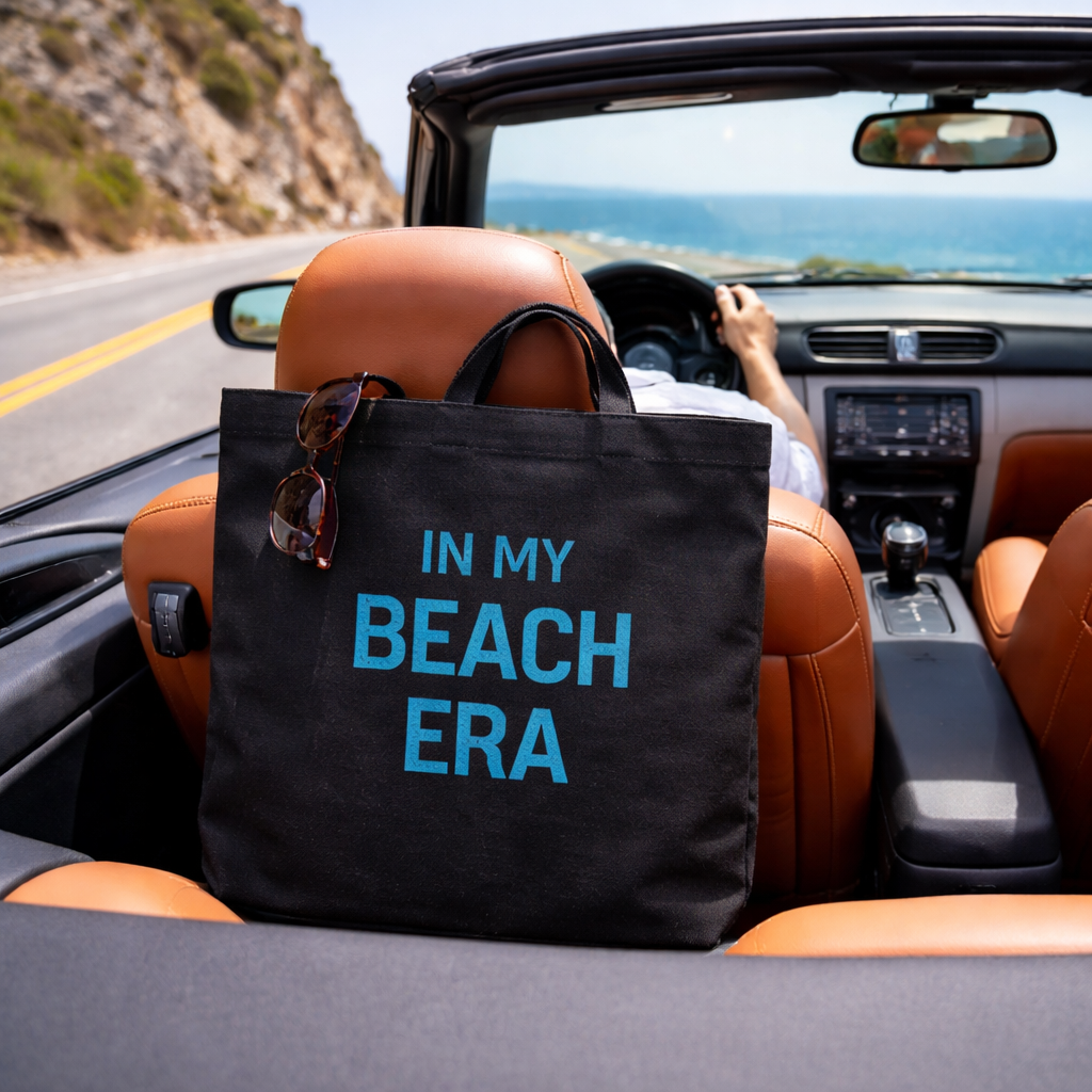 Beach Era Tote Bag , "In My Beach Era" Cotton Canvas Tote
