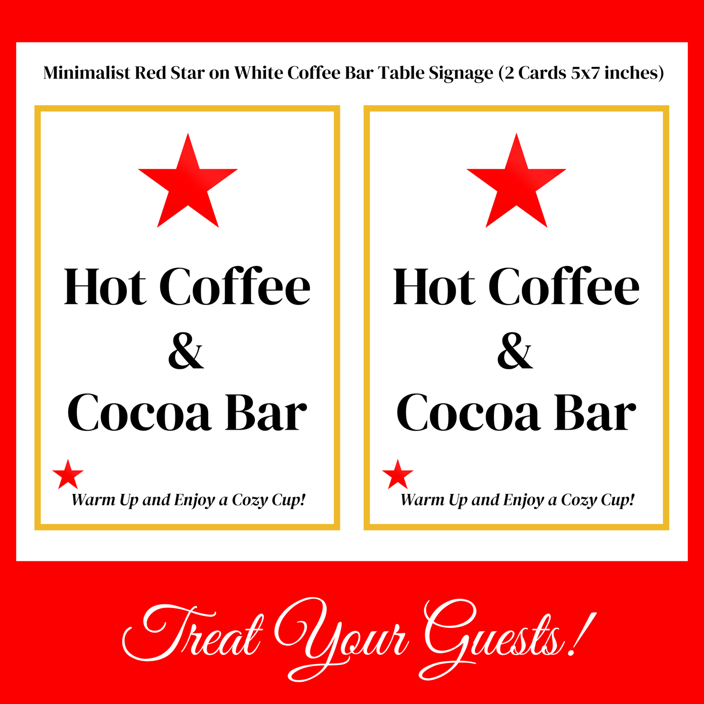 Festive Red & Gold Hostess Kit: Party Table Decor Printable Set with Bottle Hangers, Signs and Place Cards