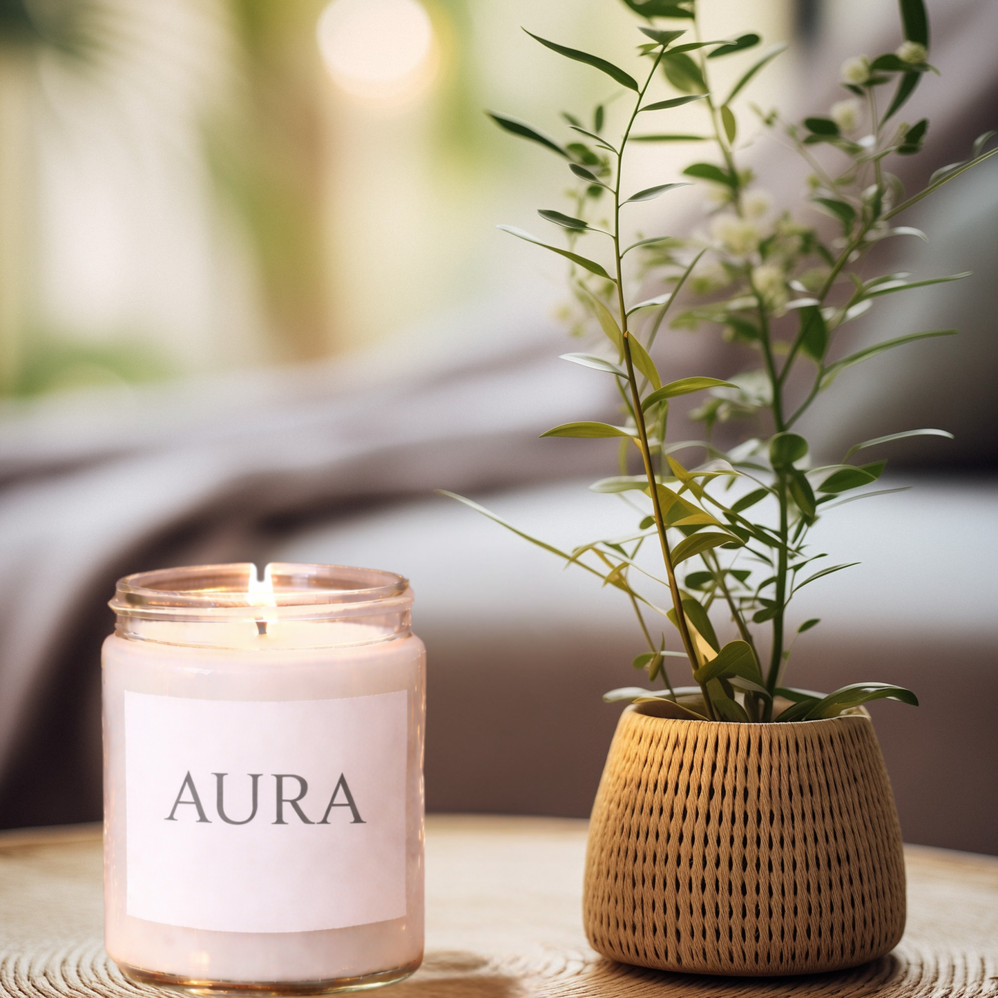 Aura Minimalist Soy Candle, 9oz, Scented