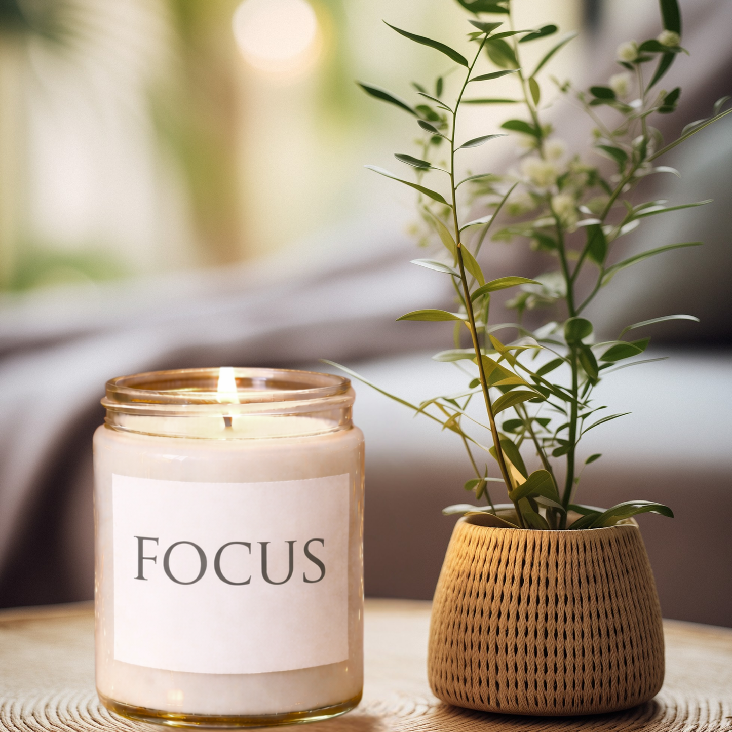 Focus Minimalist Soy Candle, 9oz, Scented