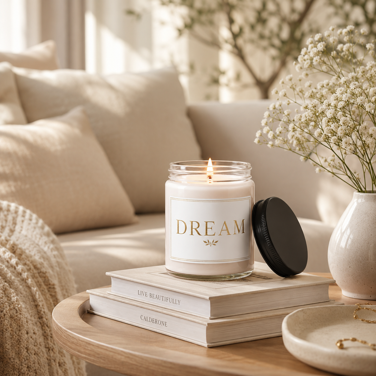 Dream Minimalist Soy Candle — 9oz Scented Jar