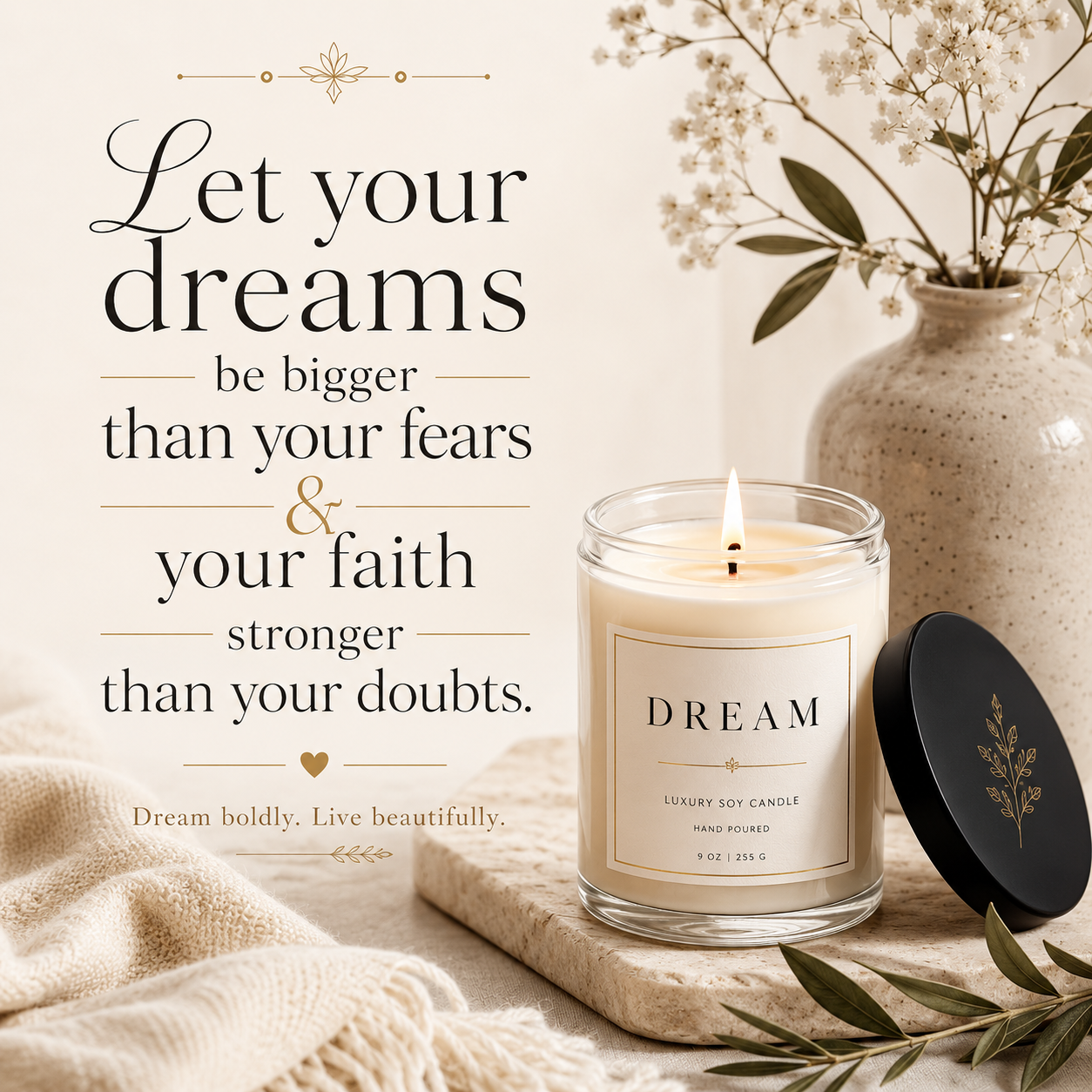 Dream Minimalist Soy Candle — 9oz Scented Jar