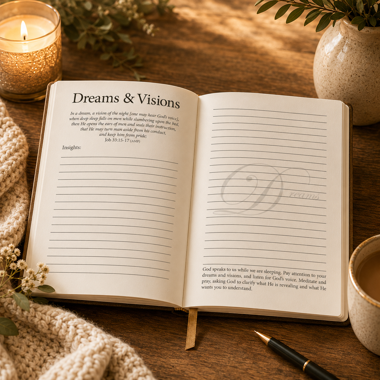 Dreams & Visions Journal for Men and Women | Christian Journal for God-Given Dreams, Vision, Prayer & Purpose
