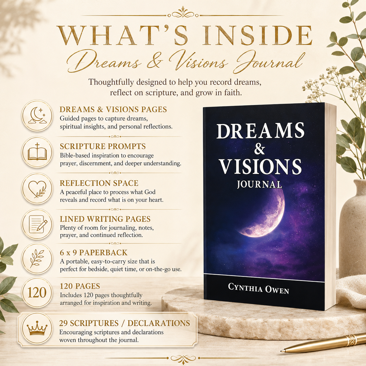 Dreams & Visions Journal for Men and Women | Christian Journal for God-Given Dreams, Vision, Prayer & Purpose