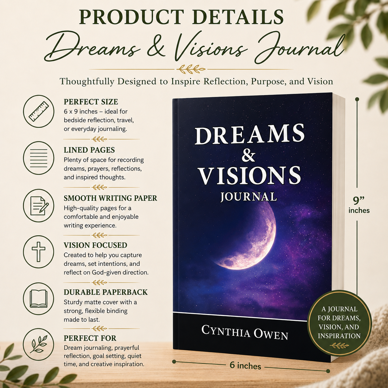 Dreams & Visions Journal for Men and Women | Christian Journal for God-Given Dreams, Vision, Prayer & Purpose
