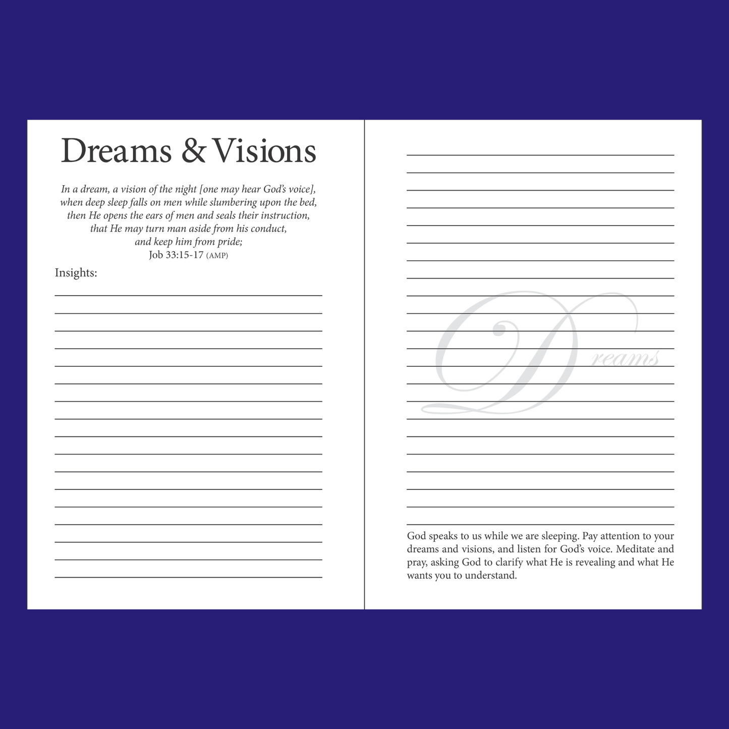 Dreams & Visions Journal for Men and Women | Christian Journal for God-Given Dreams, Vision, Prayer & Purpose